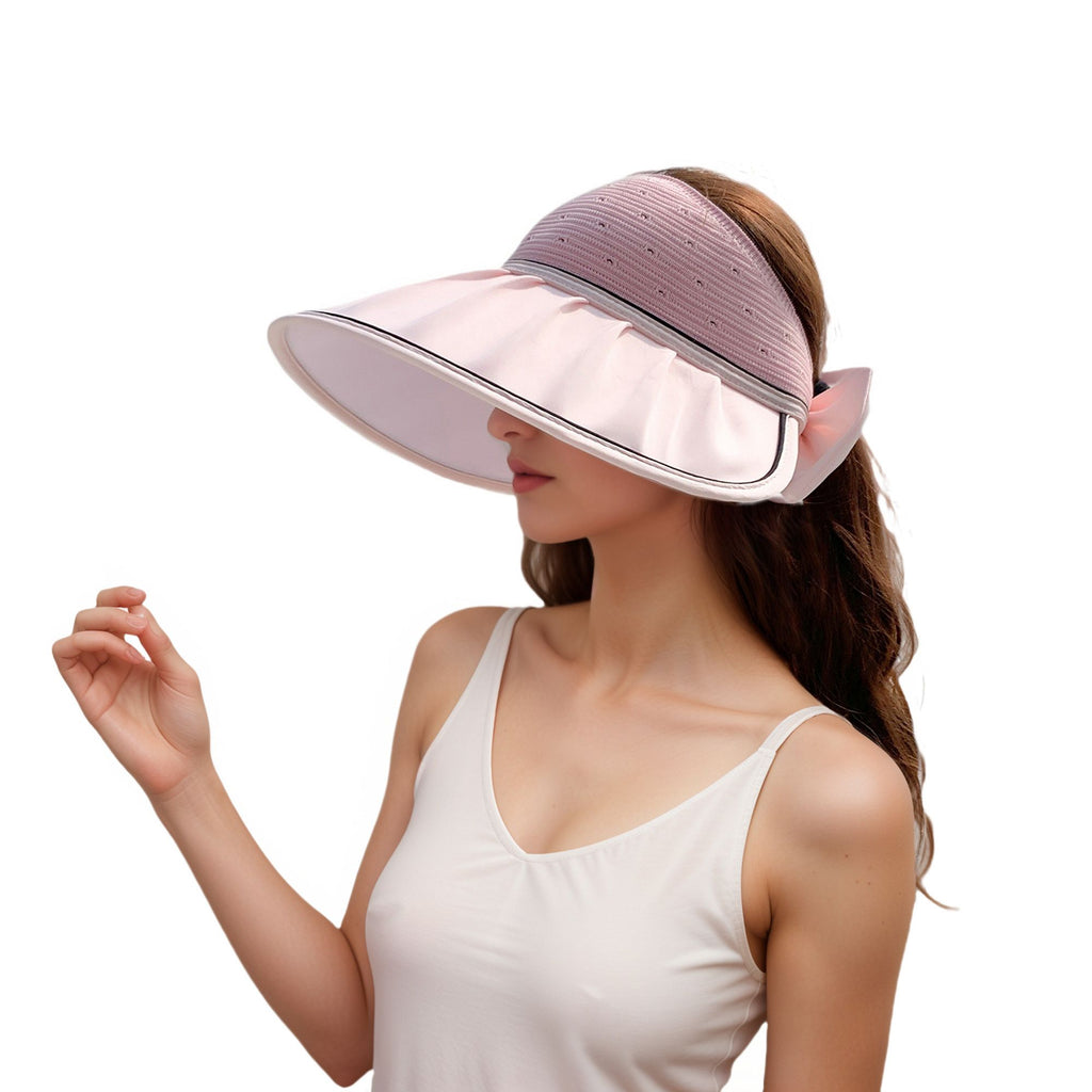 Anna-Kaci Extra Wide Brim Sun Visor Hat for Women Adjustable UV Protection Bow Detail Breathable Summer Beach Hat