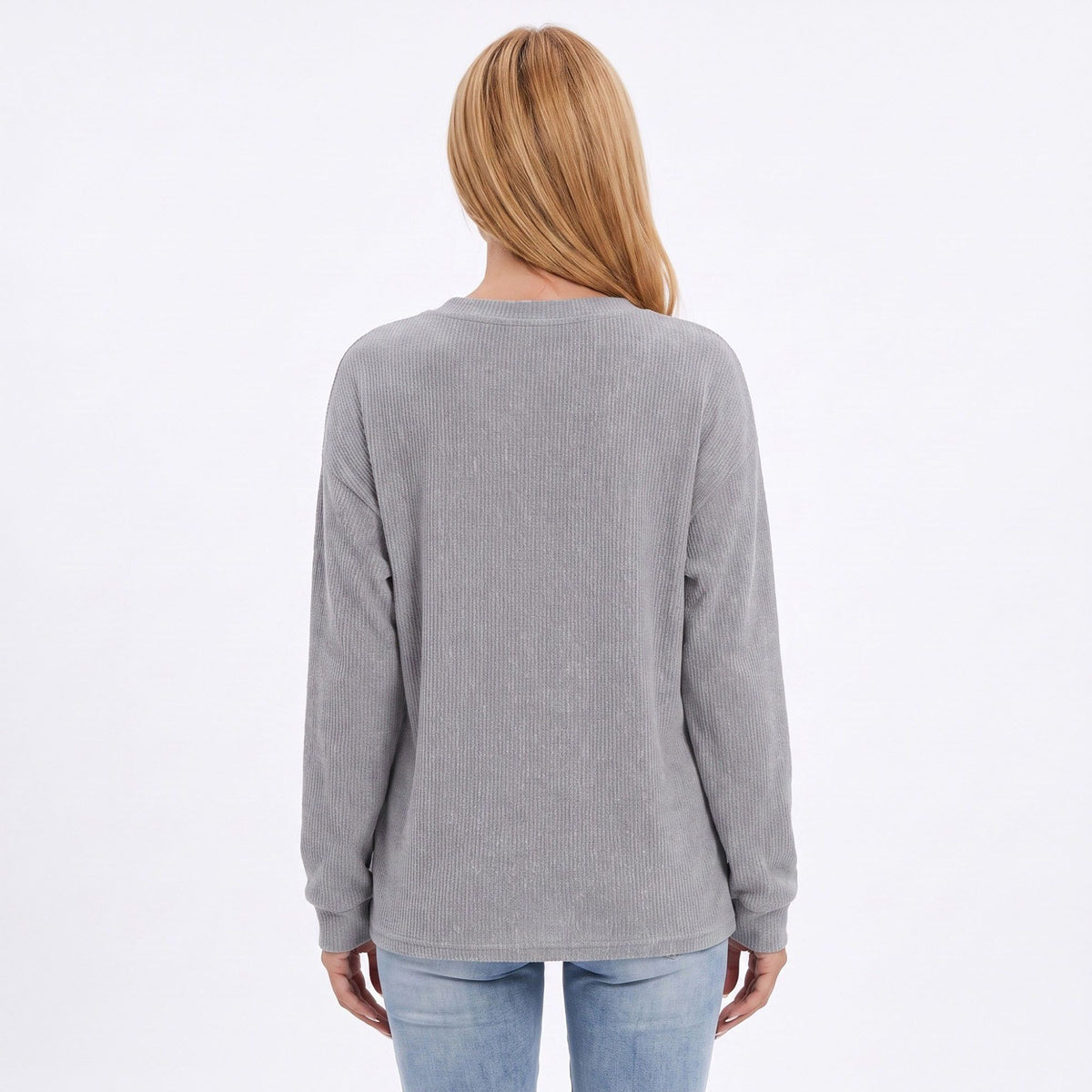 Thermal Waffle Knit Henley Top with Kangaroo Pocket