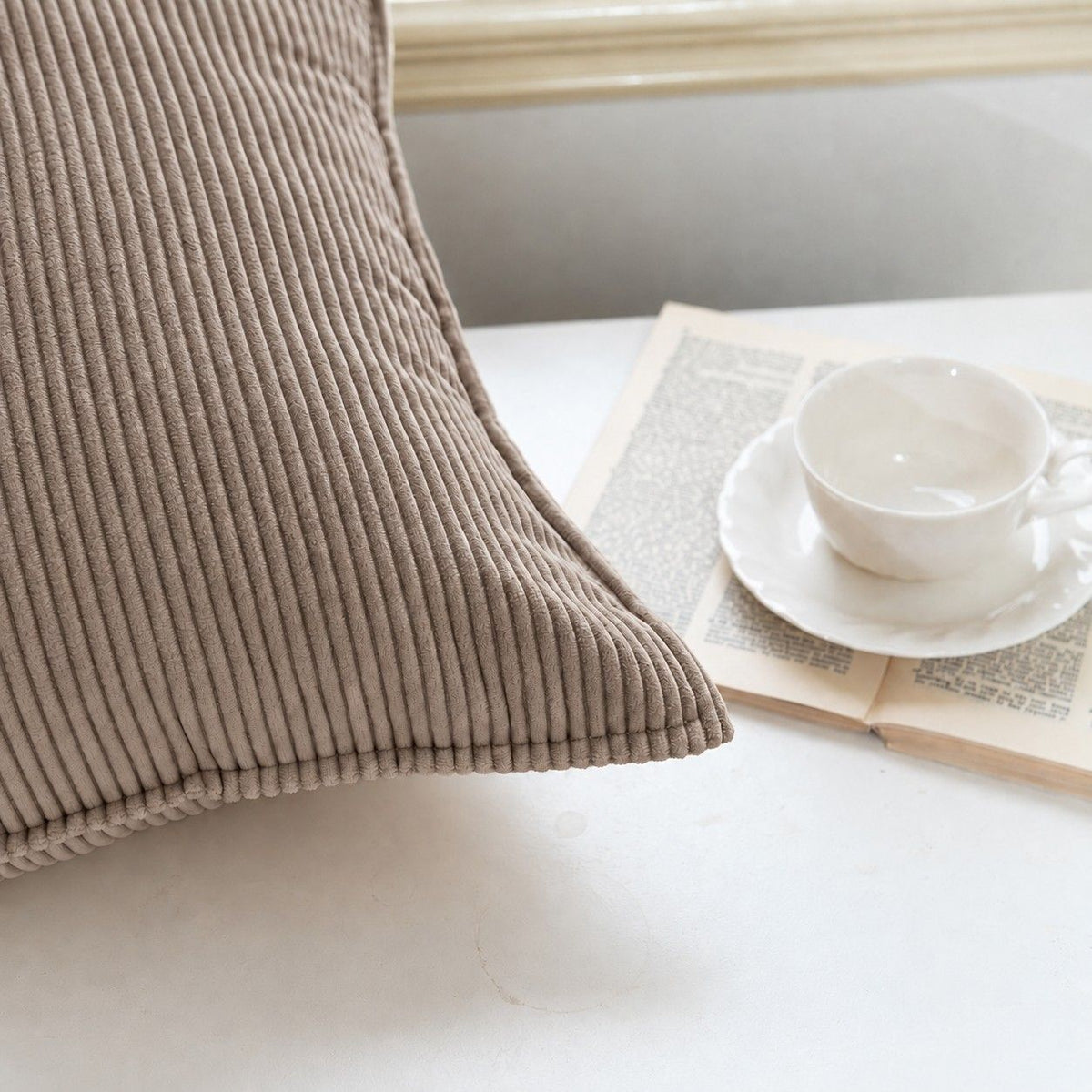 2 Pack Soft Ribbed Corduroy Throw Pillow Covers 18 x 18 Inch Solid Color
