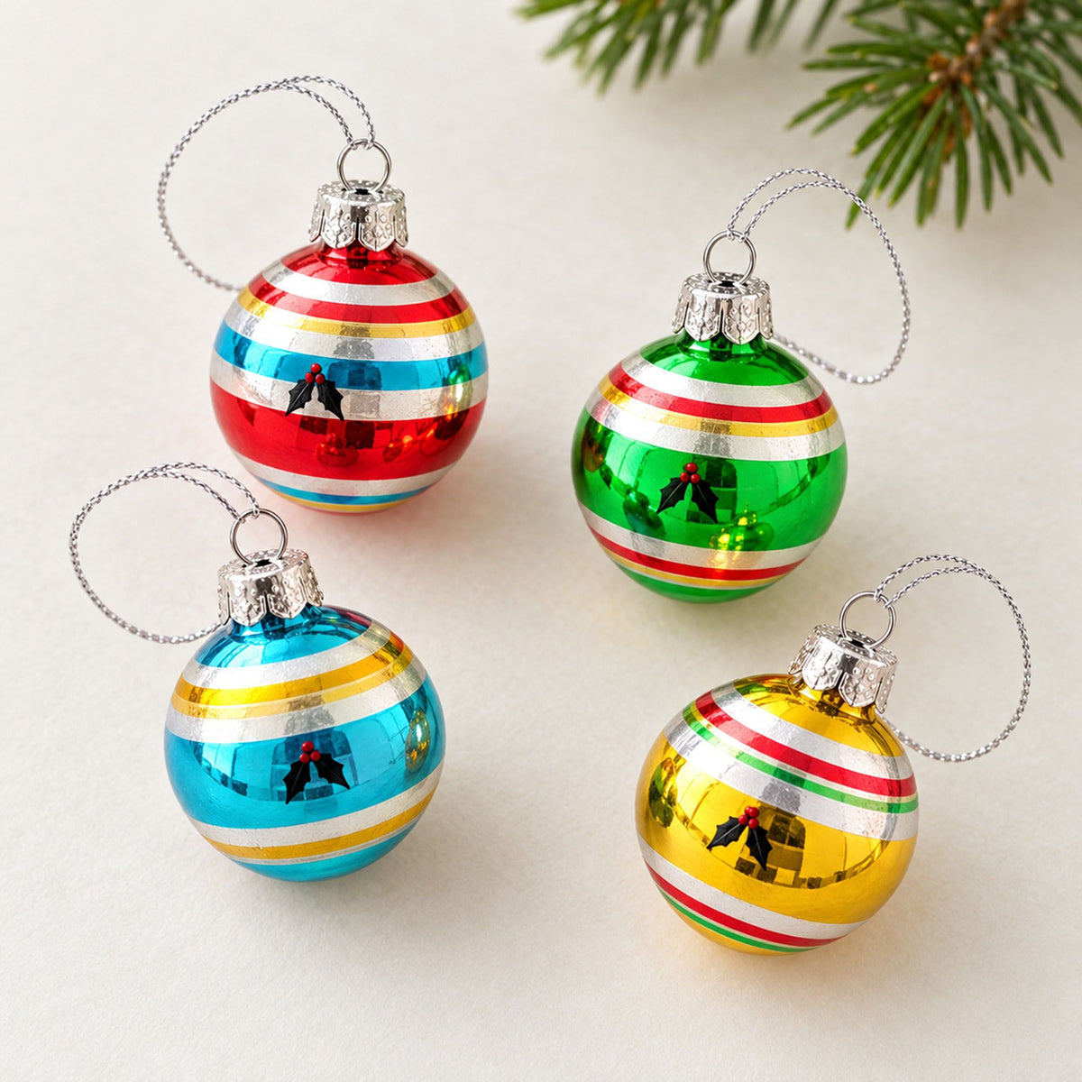 17 Piece Mini Christmas Ball Ornaments and Tree Topper Set Gift