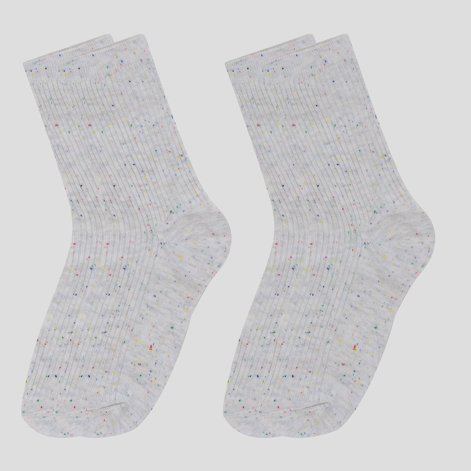 Anna-Kaci Women's Chic Style Solid Speckled Crew Socks Non Slip Cotton for Casual 2 Pairs 4 Season