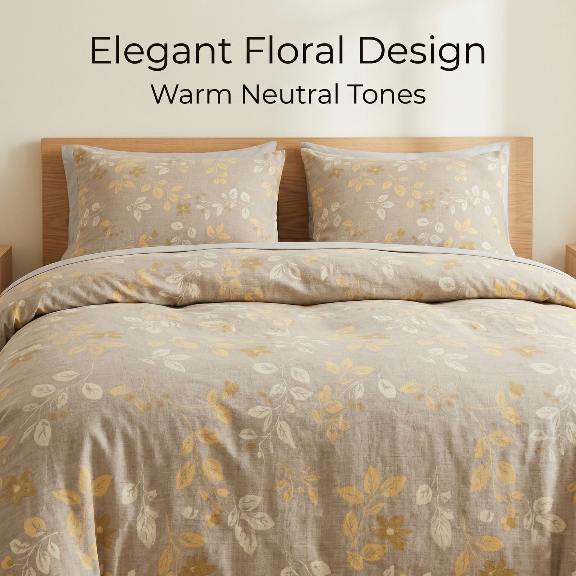3-Piece Cotton Bedding Set with Duvet Cover and Pillowcases Soft Washed Fabric Botanical Floral Print