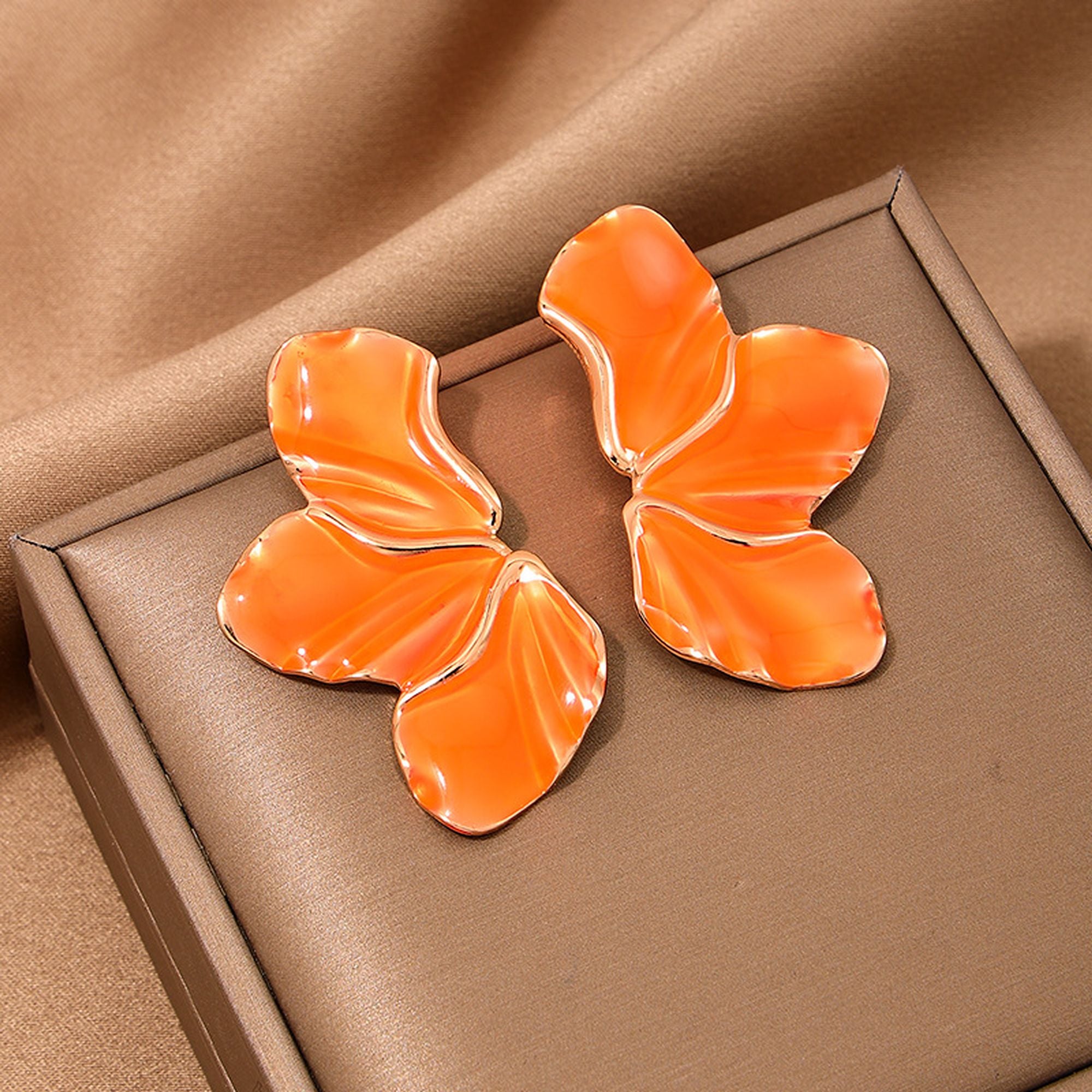 Women's Enamel Flower Statement Earrings