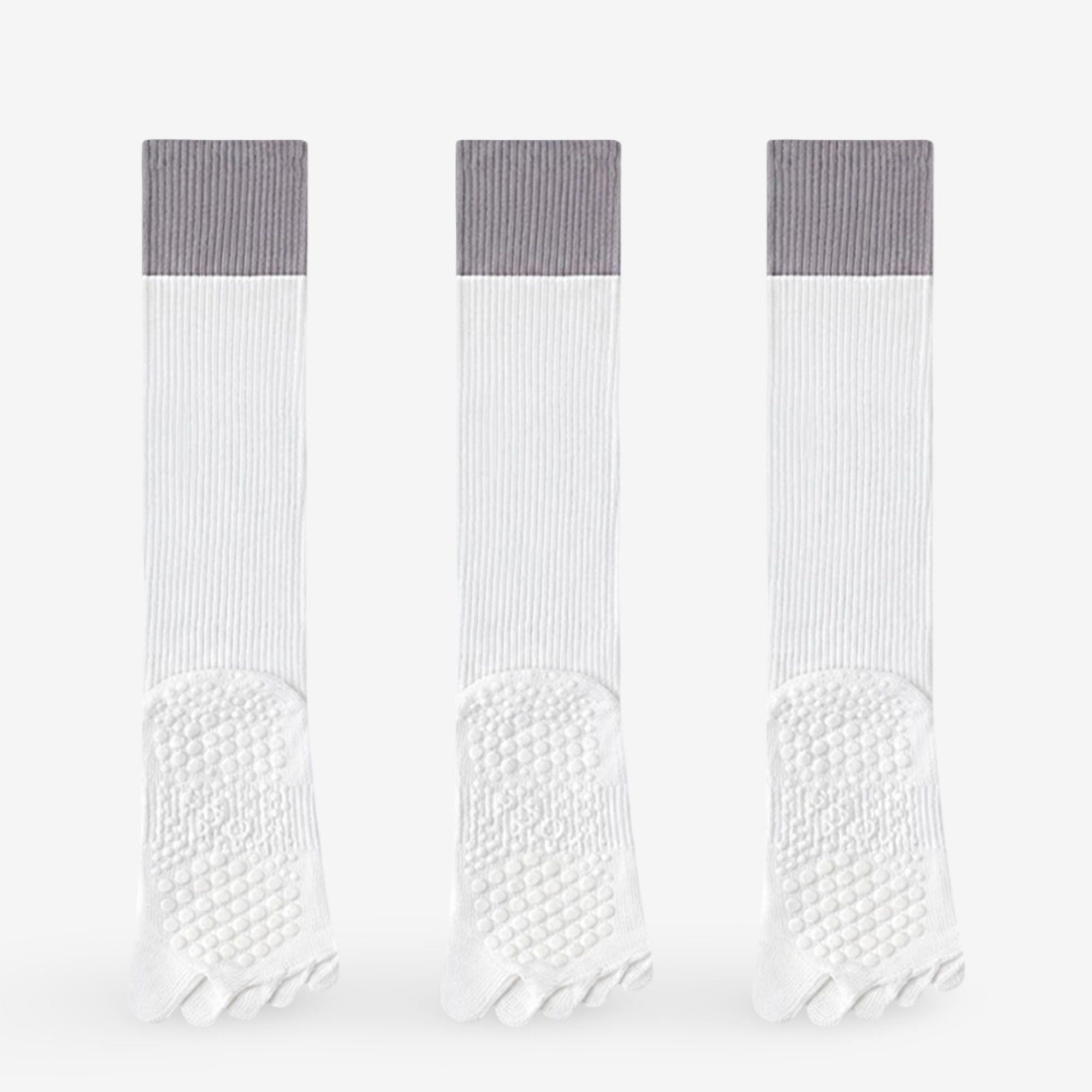 Compression Athletic Socks - Calf Length Toe Socks for Fitness & Yoga 3 Pack