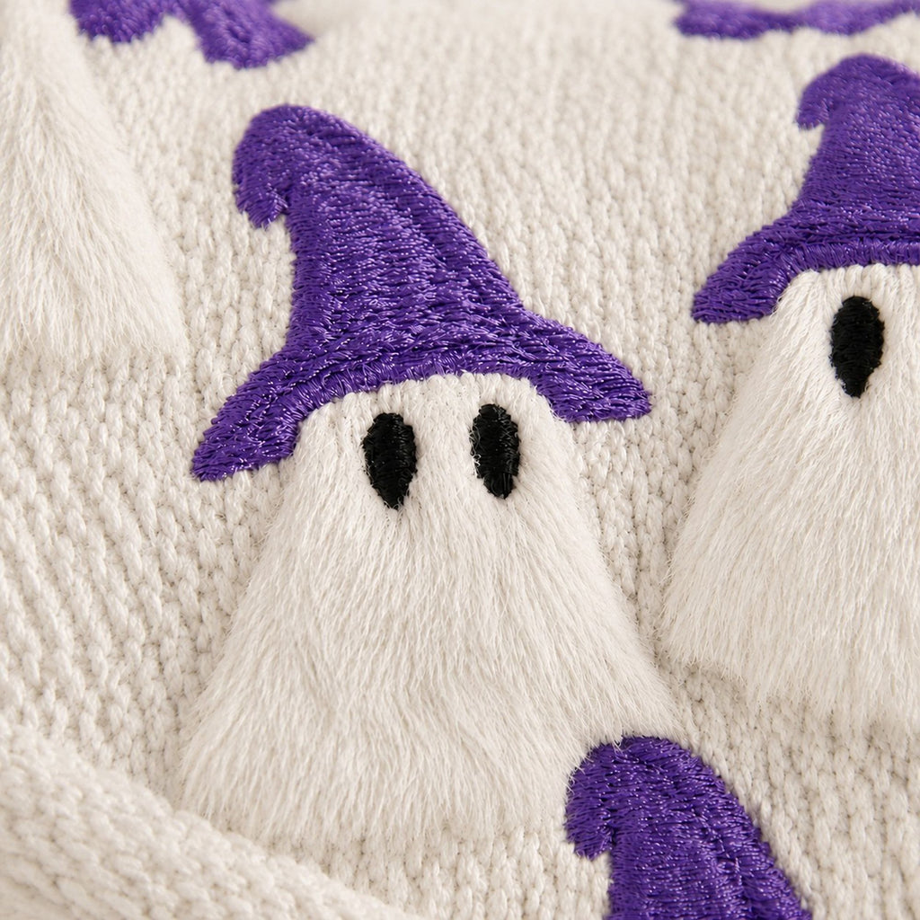 Halloween Tufted Witch Ghost Throw Pillow Cover for Couch Bed and Chair