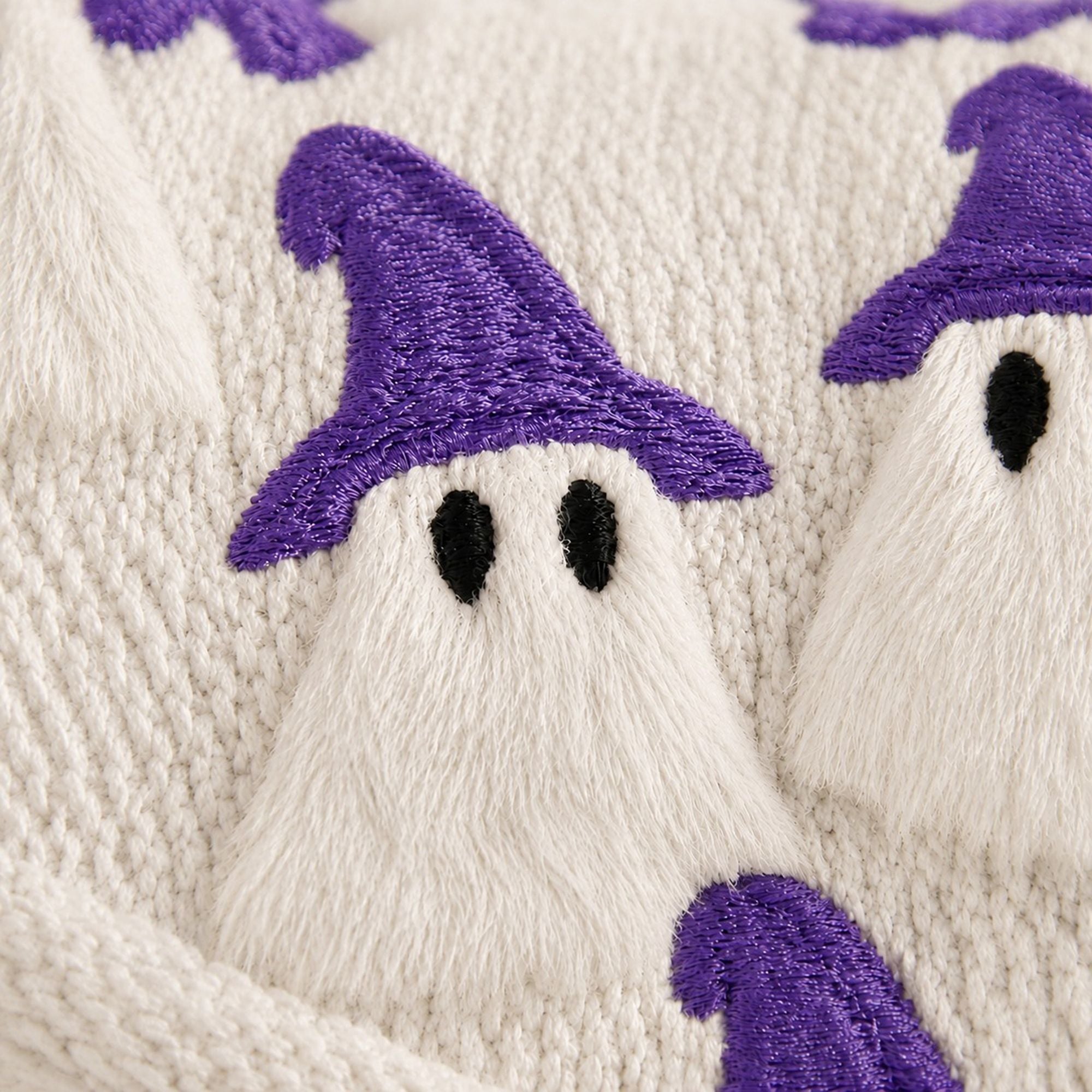 Halloween Tufted Witch Ghost Throw Pillow Cover for Couch Bed and Chair