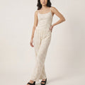 2-Piece Floral Cami Top and Wide Leg Pants Sleepwear Lounge Set with Slim Straps and Relaxed Soft Knit Fit