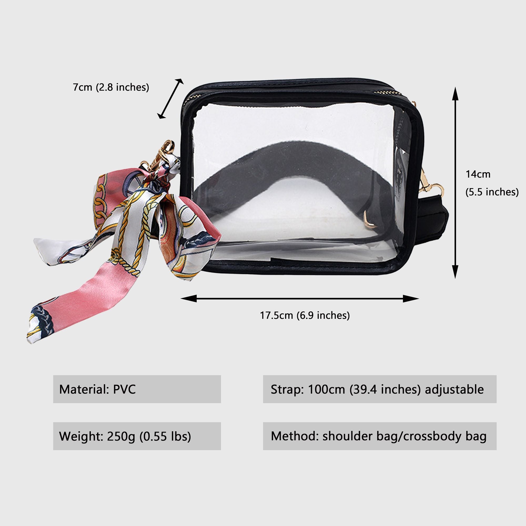 Anna-Kaci Women's Chic Transparent Crossbody & Messenger Bags with Decorative Scarf