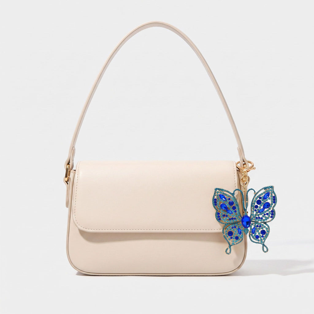 2pc Butterfly Rhinestone Keychain Bag Charm with Lobster Clasp Cute