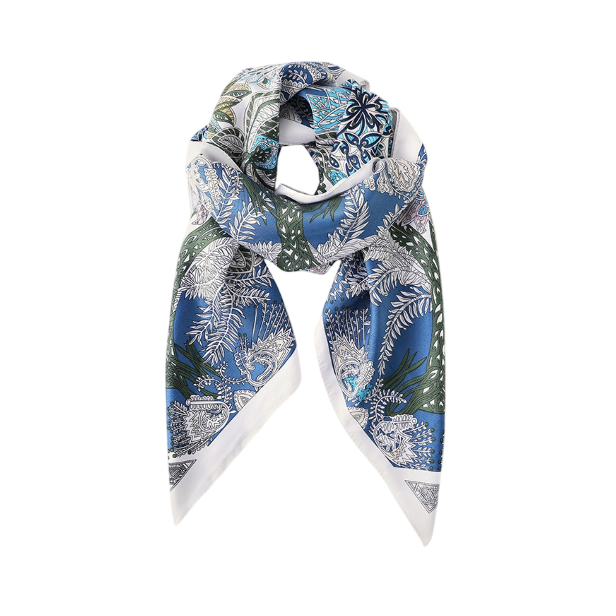 Botanical Print Satin Feel Square Scarf Elegant Lightweight Fashion Neck Hair Scarf 35.5¡Á35.5 Inches