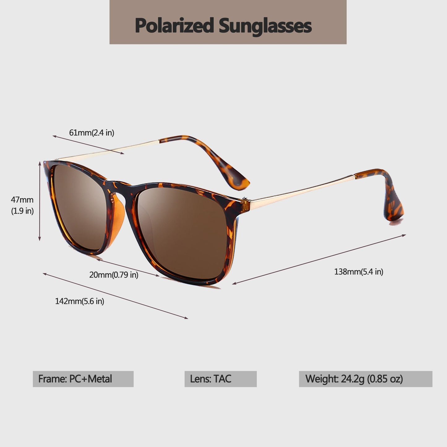 Anna-Kaci Women's Trendy Square Metal Arm Sunglasses