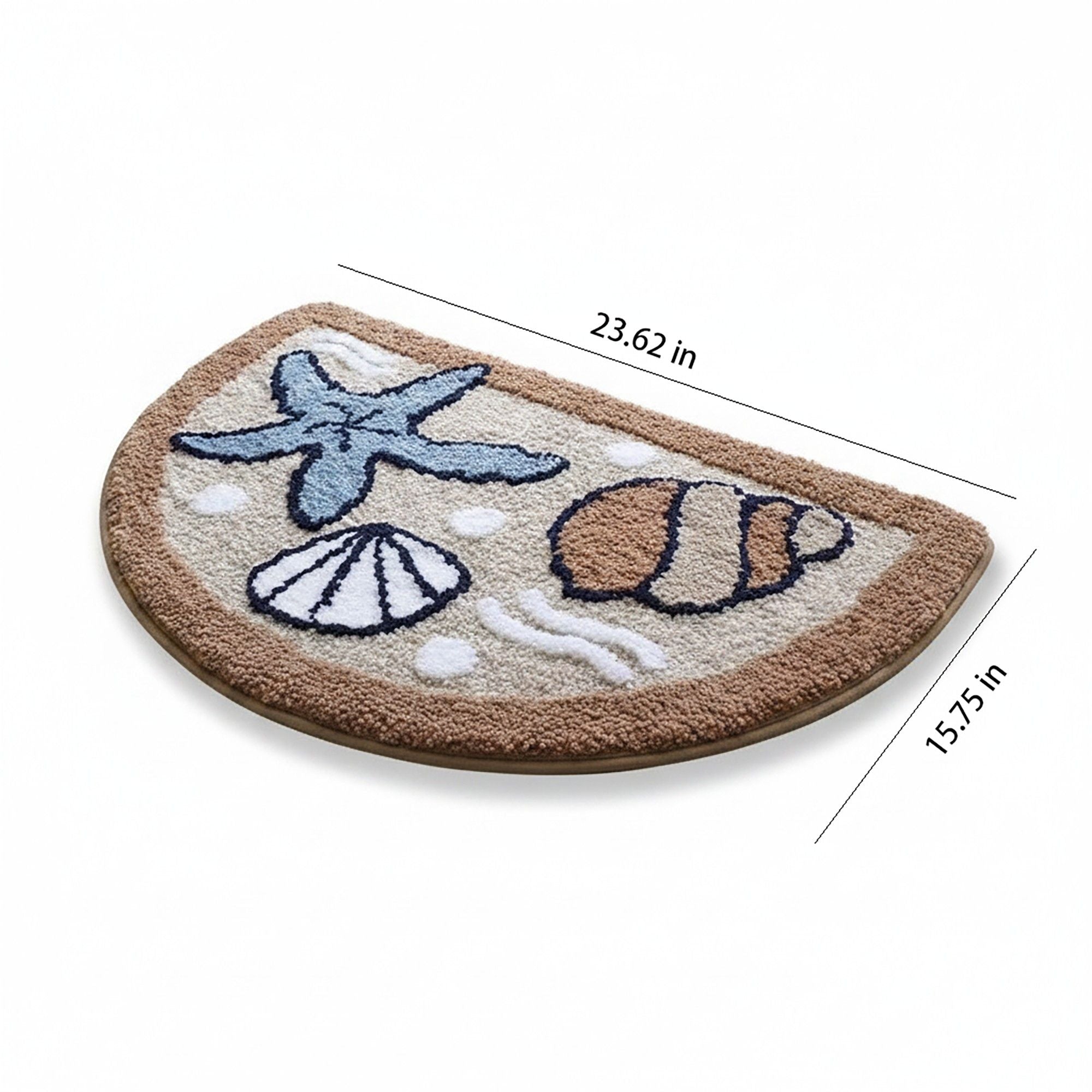 Tufted Floor Mat with Seashell and Starfish Design Non Slip Backing Soft Plush Decorative Entryway Rug