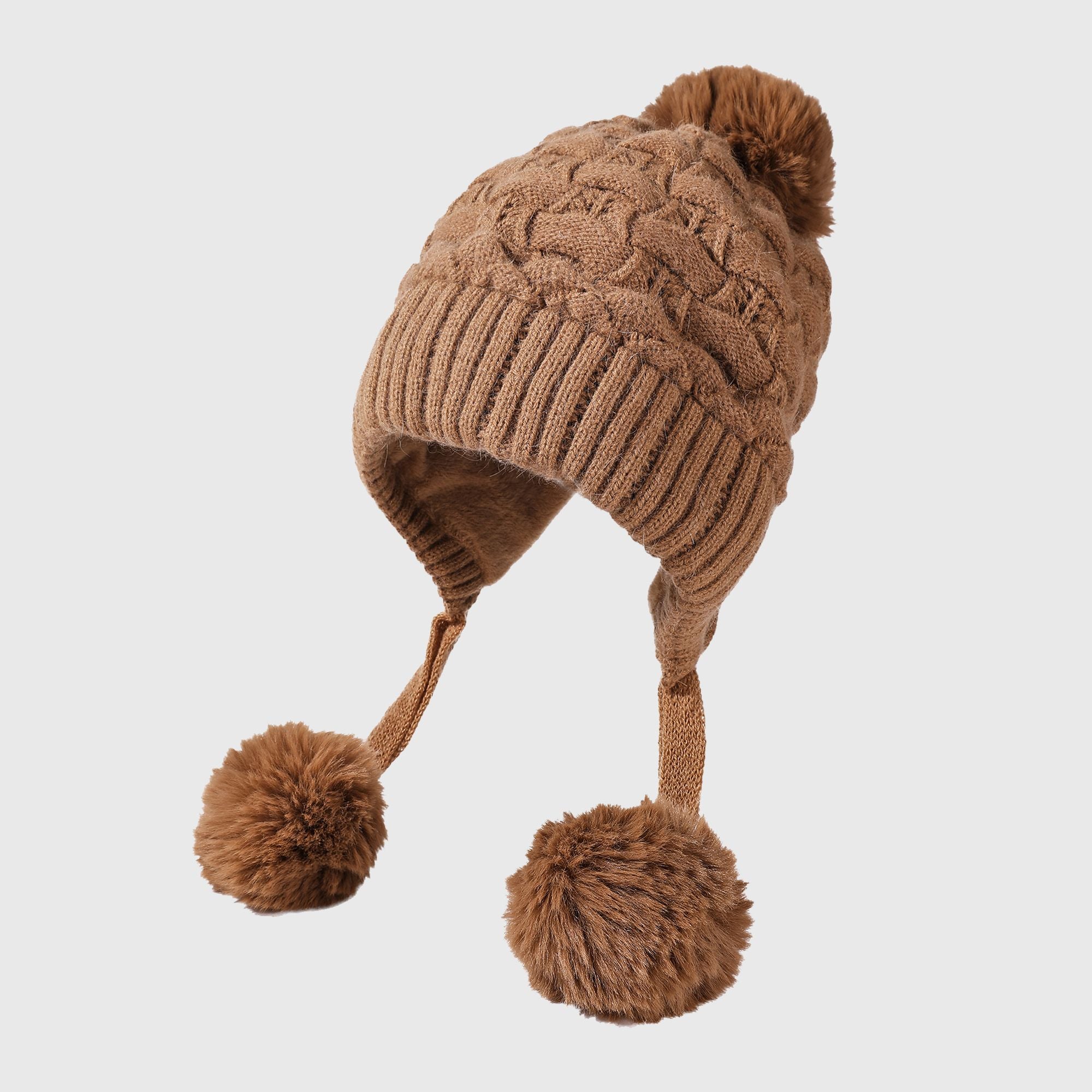 Anna-Kaci Women's Knit Trapper Hat with Pom - Poms