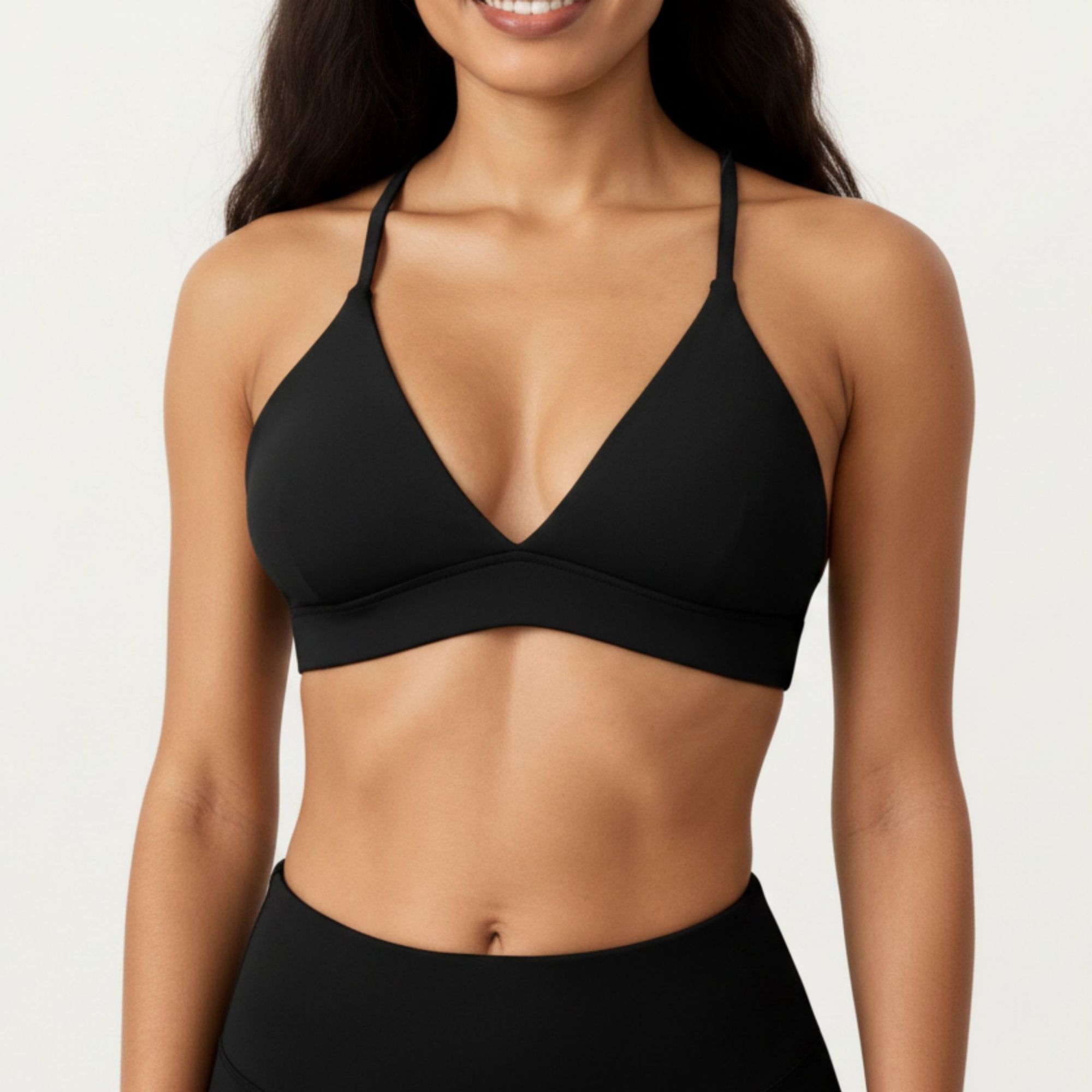 Anna-Kaci Active Women's Triangle Sports Bra with Adjustable Cross Back Straps and Smooth Band