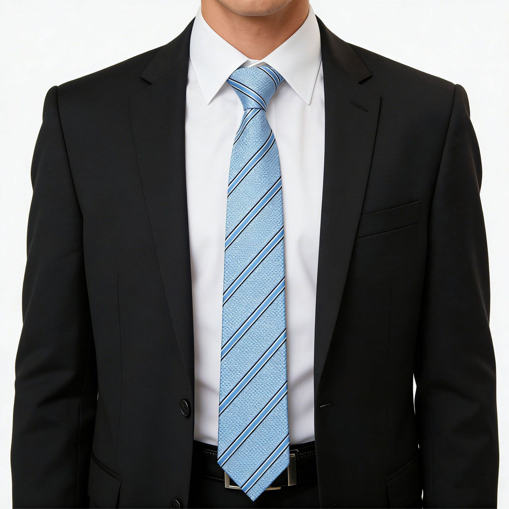 Anna-Kaci Men's Polyester Filament Tie with Striped Texture - Formal/Casual Necktie for Business, Weddings & Daily Wear