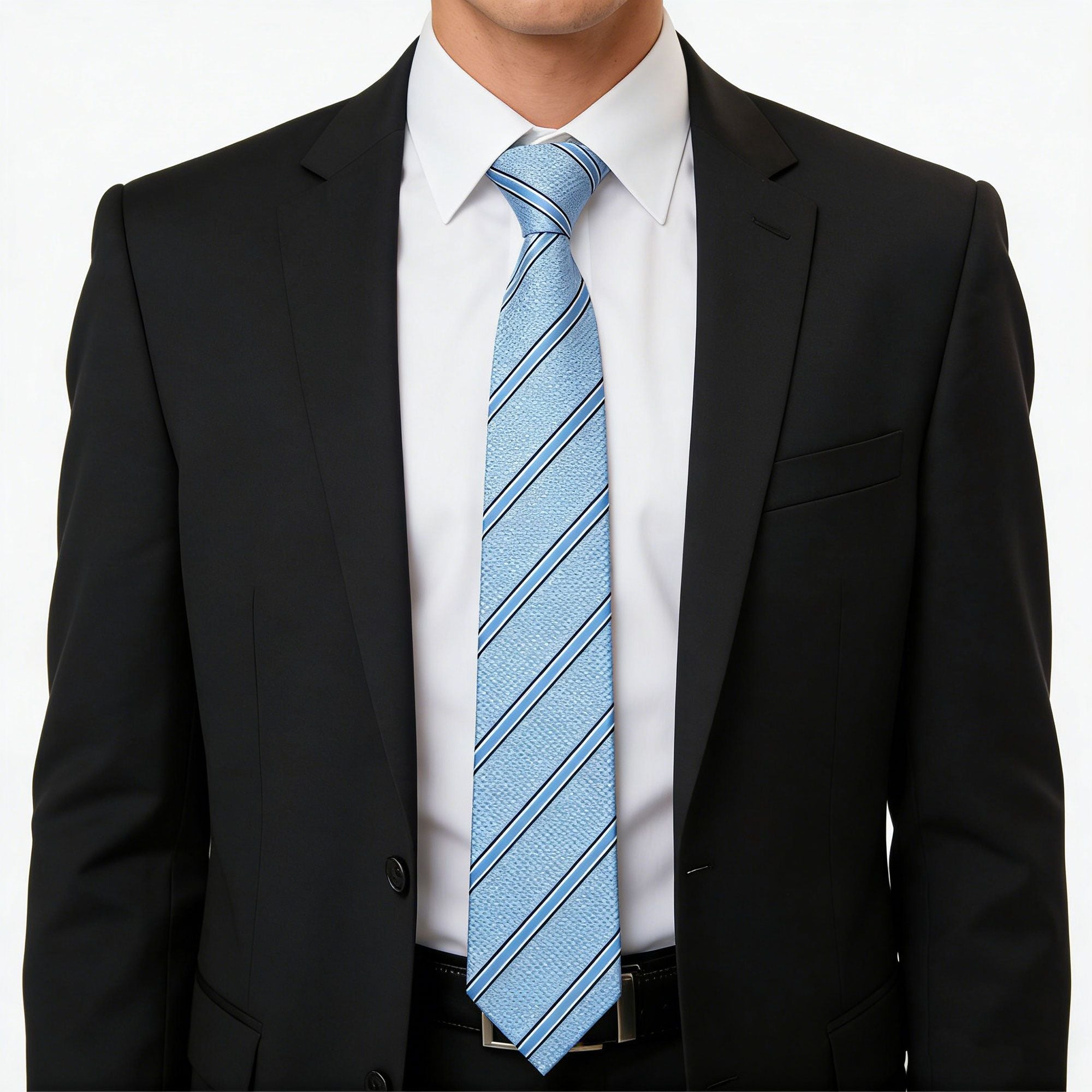 Anna-Kaci Men's Polyester Filament Tie with Striped Texture - Formal/Casual Necktie for Business, Weddings & Daily Wear