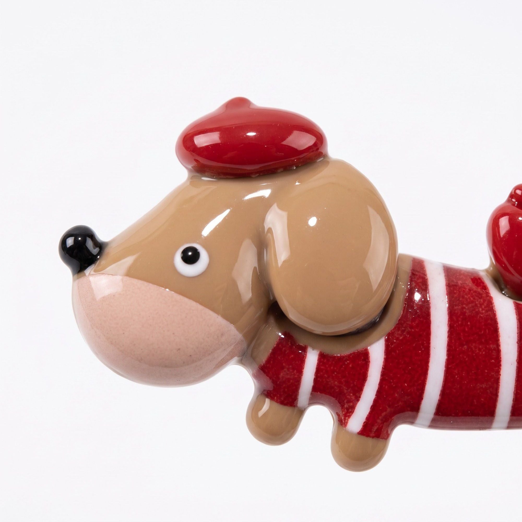 3pc Dachshund Dog Hair Clip Set Striped Puppy Barrettes