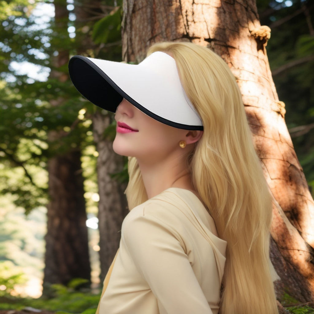 Anna-Kaci Women's Wide Brim Sun Visor Hat with Contrast Trim and Adjustable Back Strap