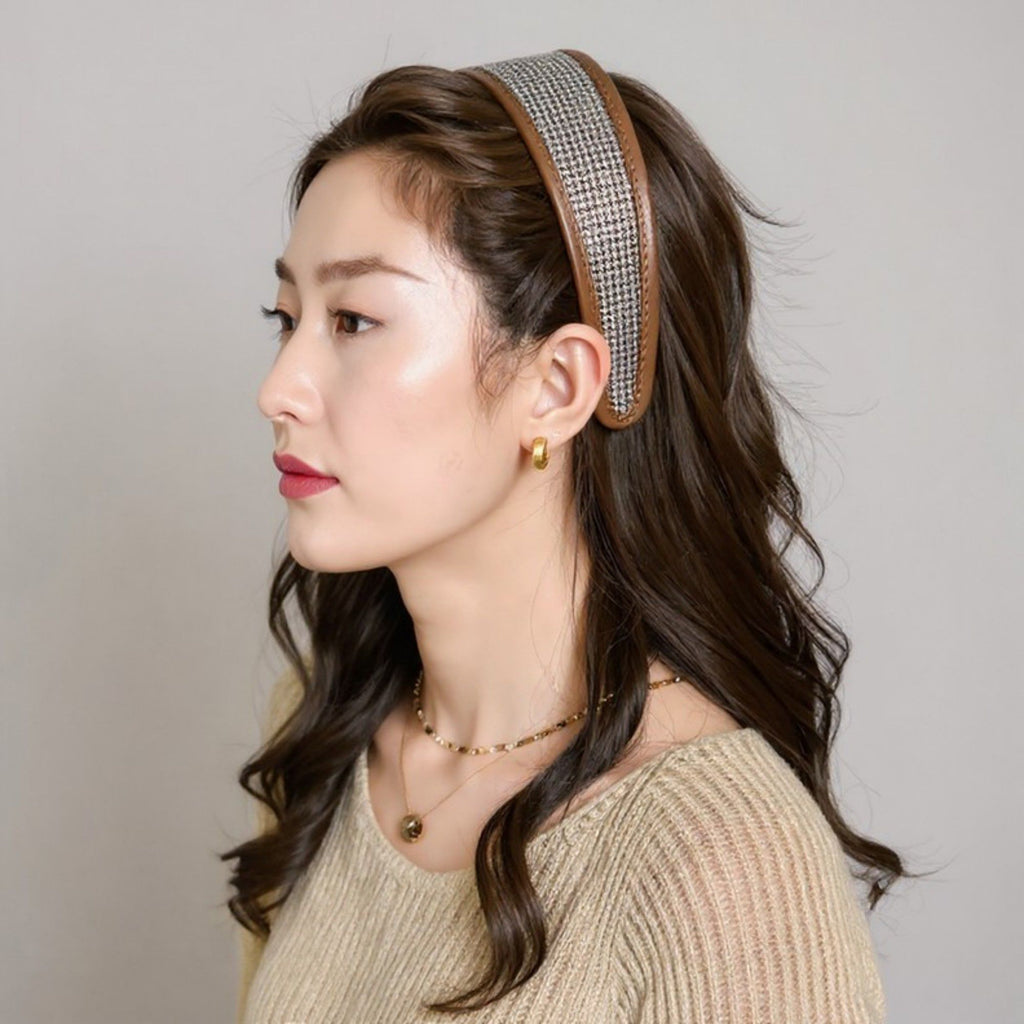 Anna-Kaci 2pcs Textured Fabric Headband with Oversized Ring Accent 6.3x4.7x1.2in