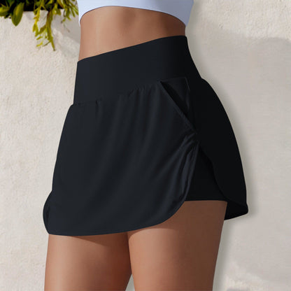 Pantalones cortos deportivos con cintura alta y detalle de bolsillo para mujer de Anna-Kaci