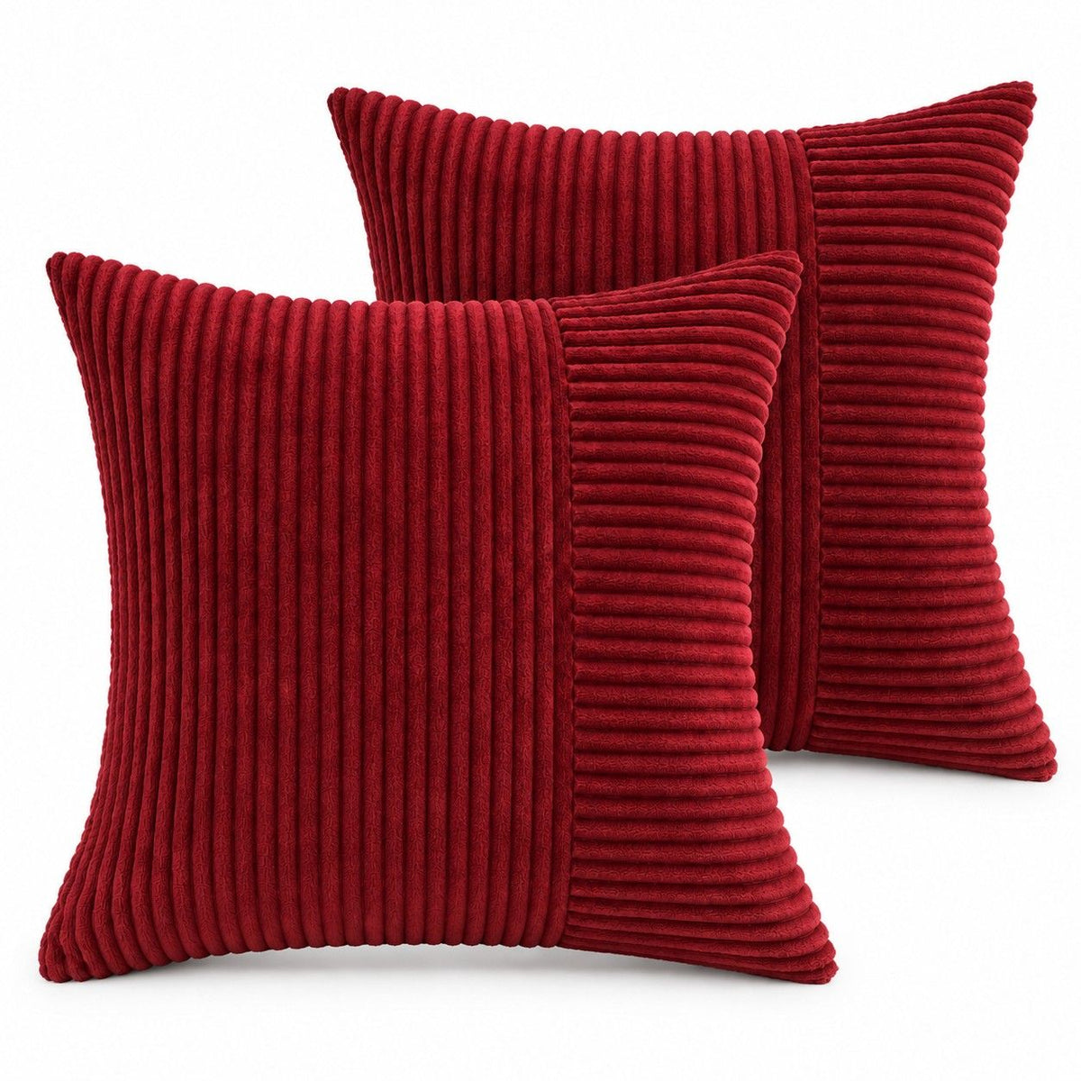 2 Pack Soft Corduroy Throw Pillow Covers 18 x 18 Inch and 12 x 20 Inch