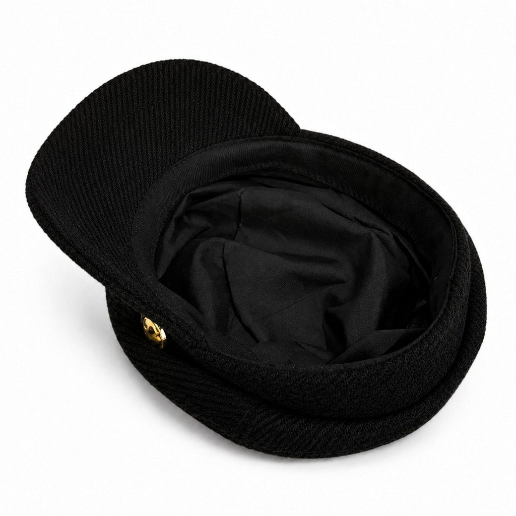 Herringbone Newsboy Cap Vintage Baker Boy Hat Adjustable Button Detail