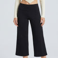 Foldover Waistband Cropped Wide-Leg Trousers