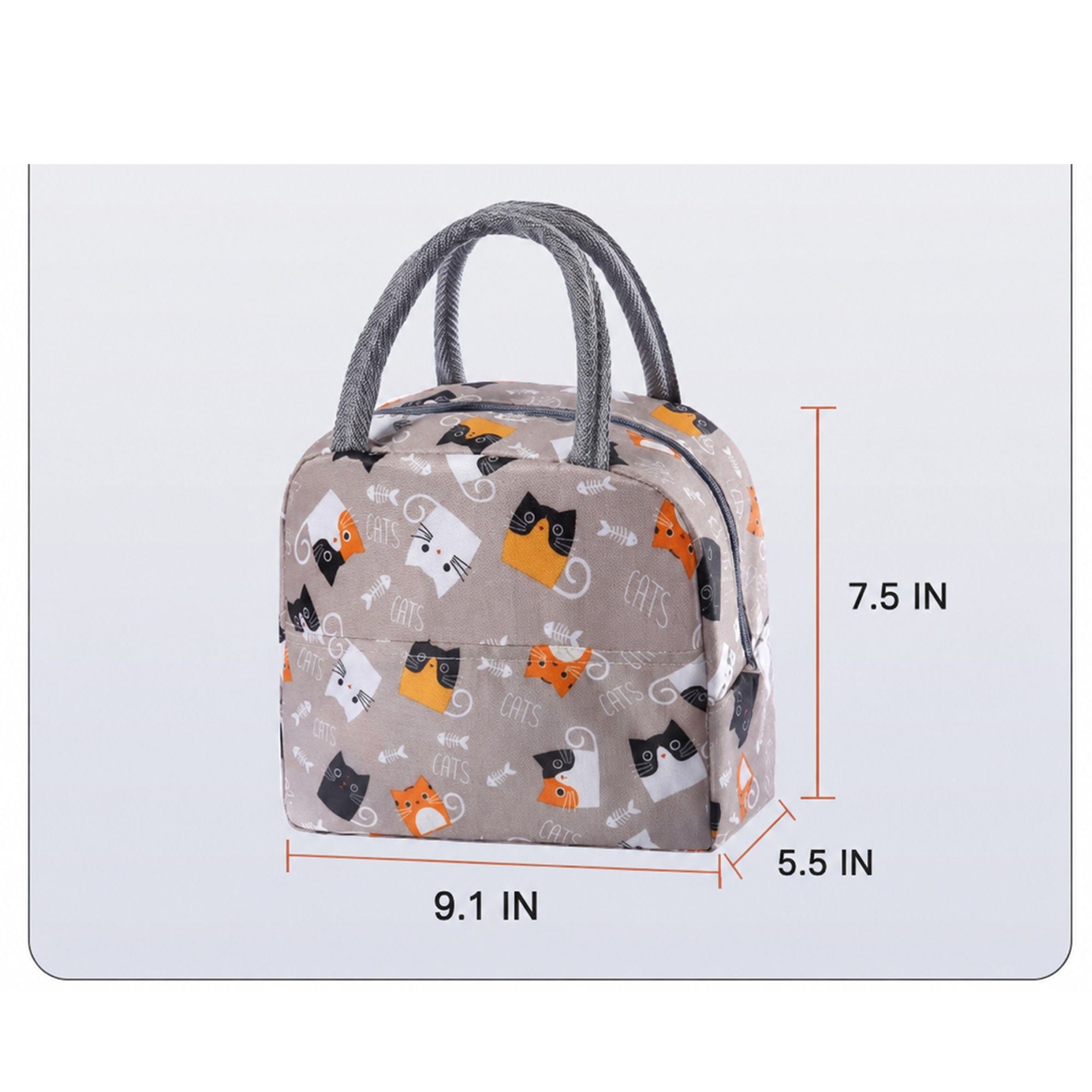 Print Insulated Lunch Bag Portable Reusable Lunch Tote with Handles