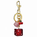 Dice and Cherry Bag Charm Keychain with Lobster Clasp