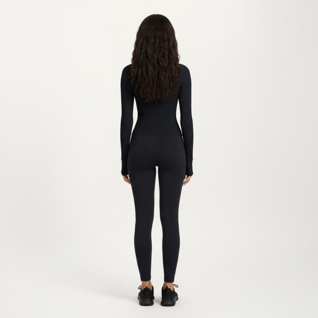 Anna-Kaci Active Women's Ribbed Long Sleeve Fitted Top with Crew Neck and Thumbhole Cuffs