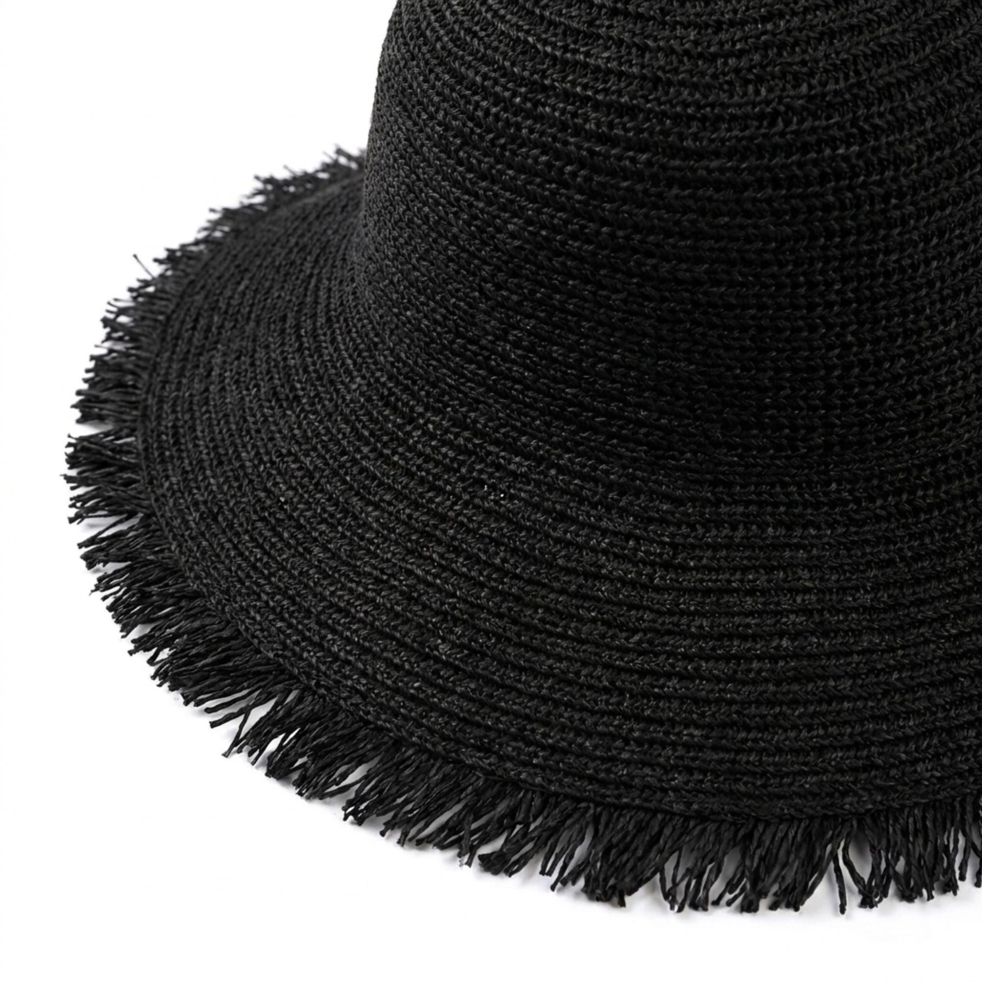 Wide Brim Sun Hat with Frayed Edge and Lightweight Open Weave