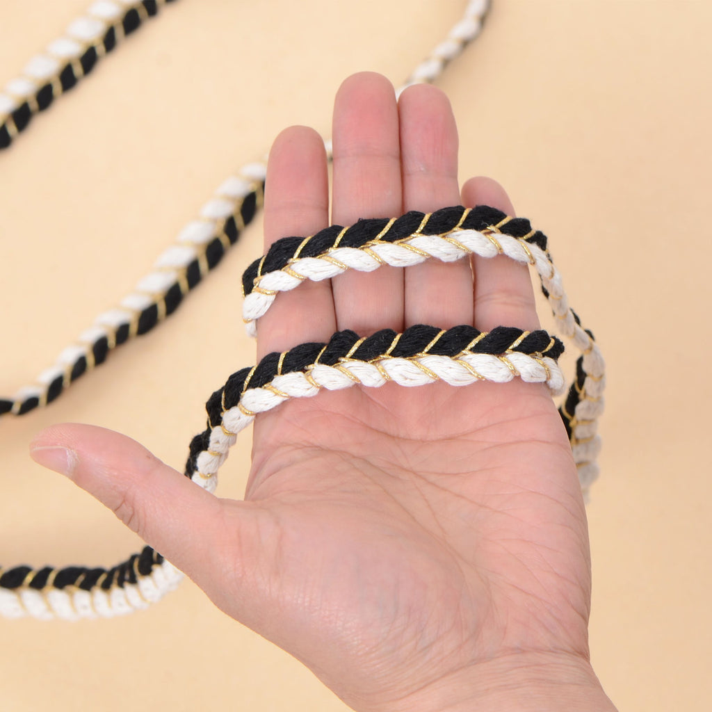Sewing Braid Trim, 11 Yards 0.6 Inch Twisted Cotton Cord Trim, Handmade DIY Craft Embellishment Costume Garment Decor Accessory