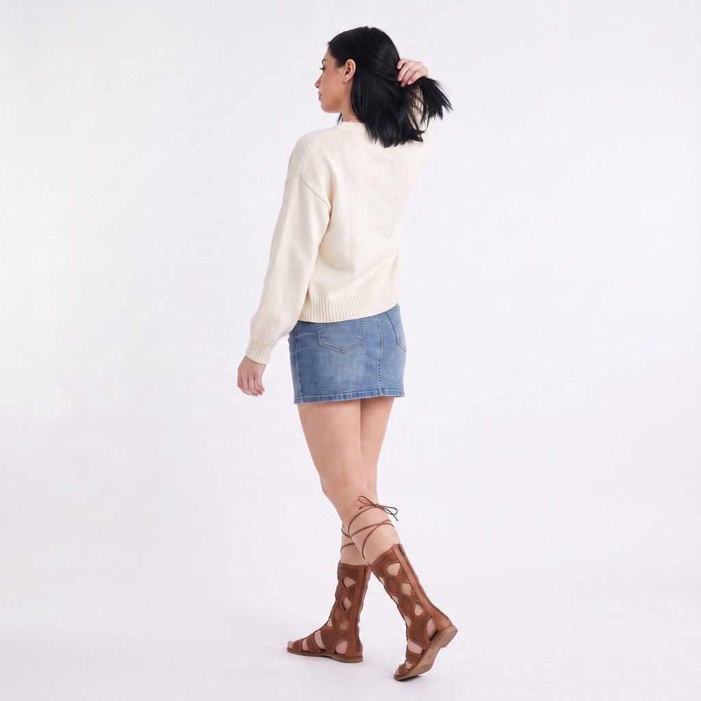 Open-Front Drop Shoulder Long Sleeve Knit Cardigan