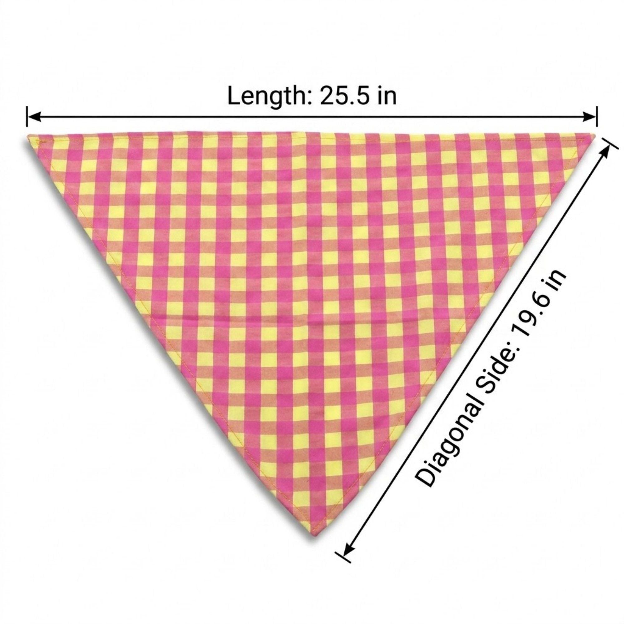 Large Pet Bandana Scarf Pink Gingham Triangle Bib for Dogs and Cats Neckerchief