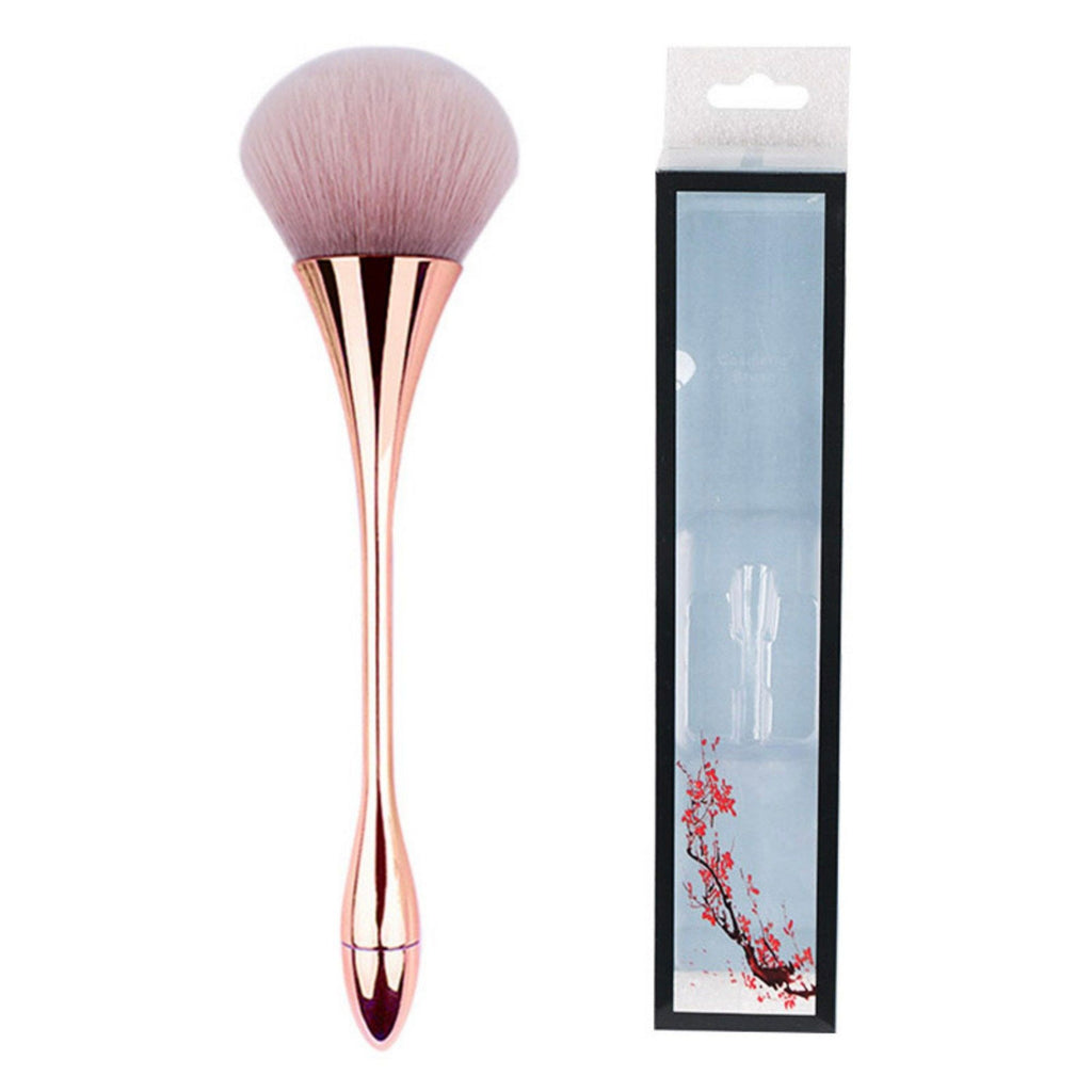 2 Piece Powder Makeup Brush Set with Soft Synthetic Bristles and Metallic Handle for Face Makeup