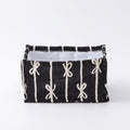 Quilted Bow Print Fabric Storage Bin Open Top Organizer Basket
