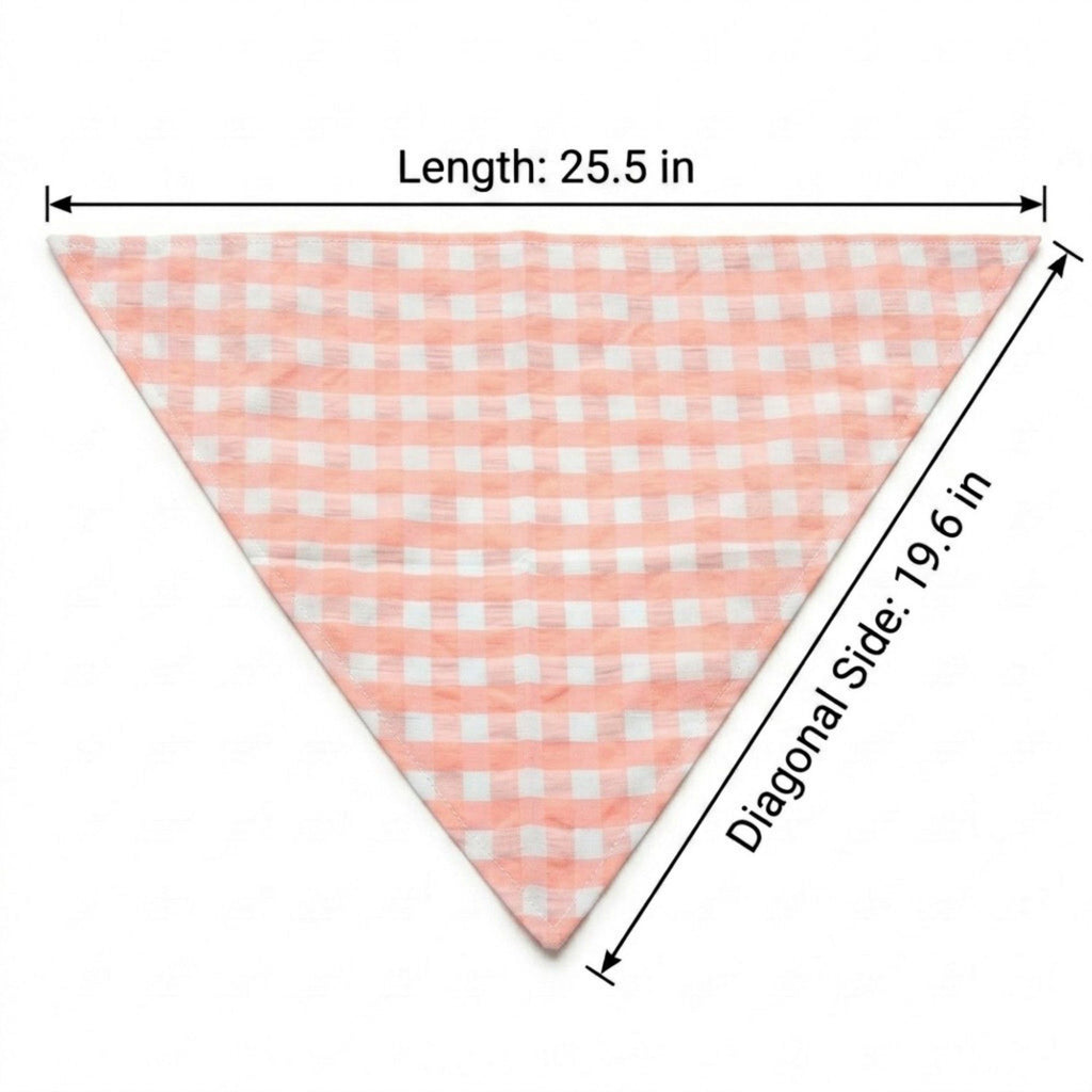 Large Pet Bandana Scarf Pink Gingham Triangle Bib for Dogs and Cats Neckerchief