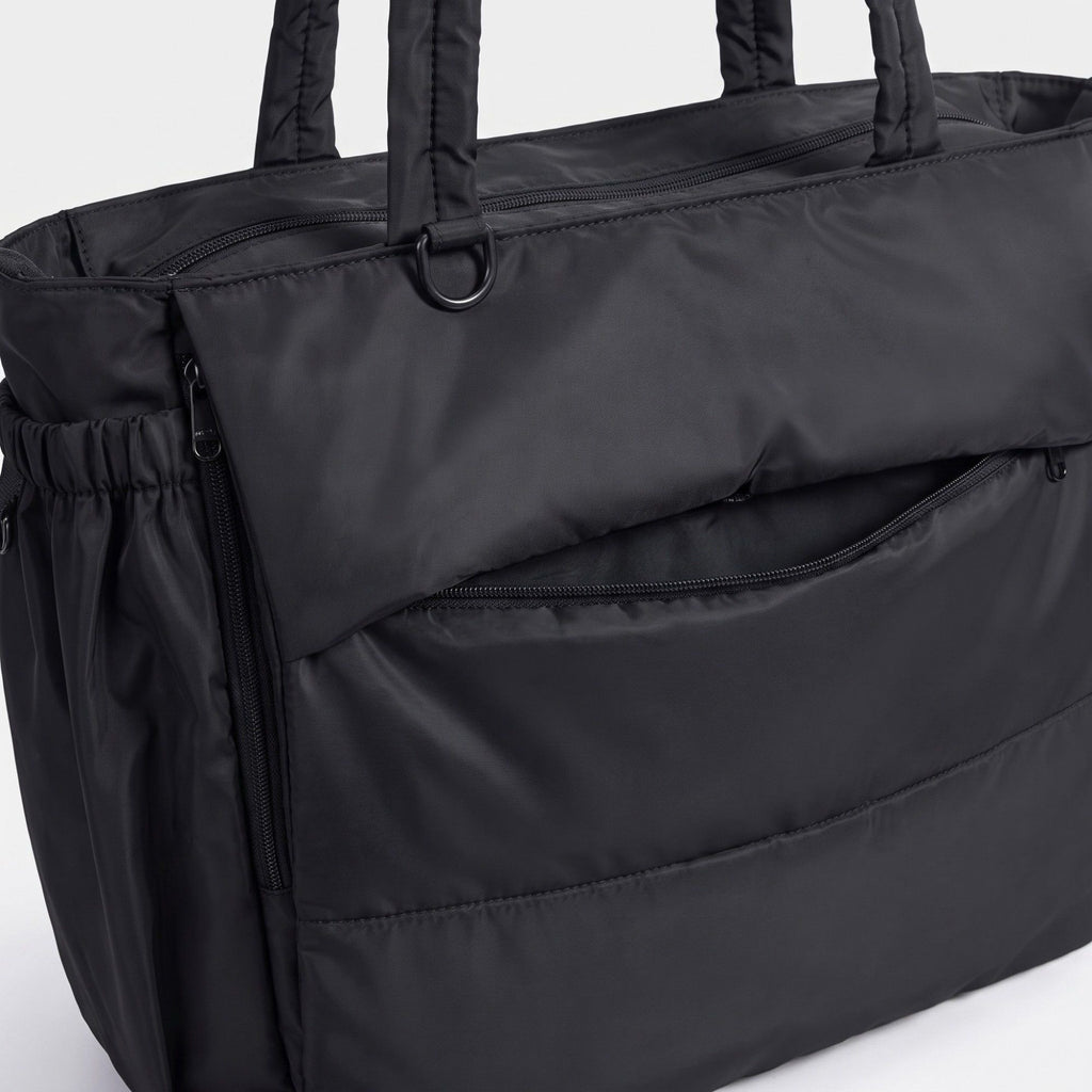 Oversized Padded Tote Bag with Multi Outer Pockets and Long Padded Shoulder Straps 16.5x6.1x13in