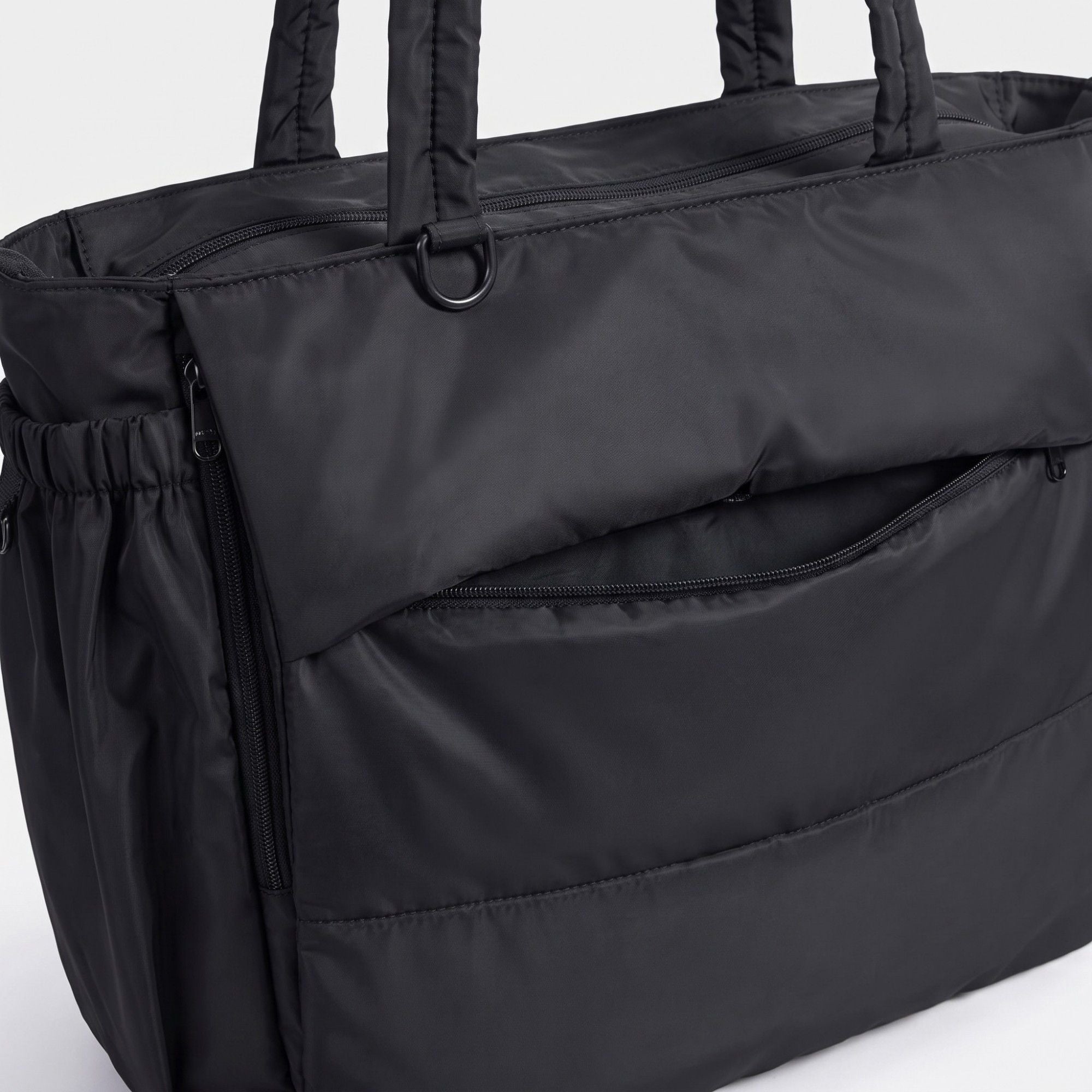 Oversized Padded Tote Bag with Multi Outer Pockets and Long Padded Shoulder Straps 16.5x6.1x13in