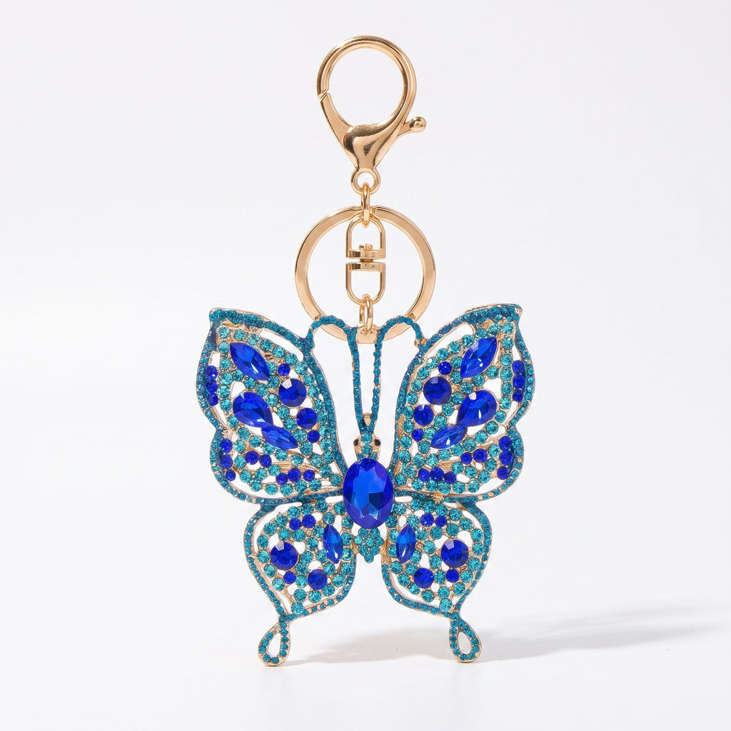 2pc Butterfly Rhinestone Keychain Bag Charm with Lobster Clasp Cute
