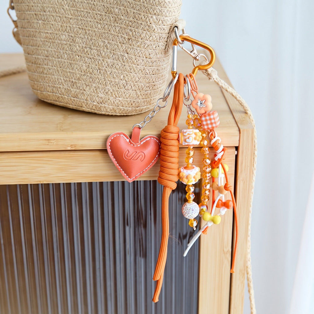 2-Piece Womens Bag Charm with Hanging Strap and Decorative Accents