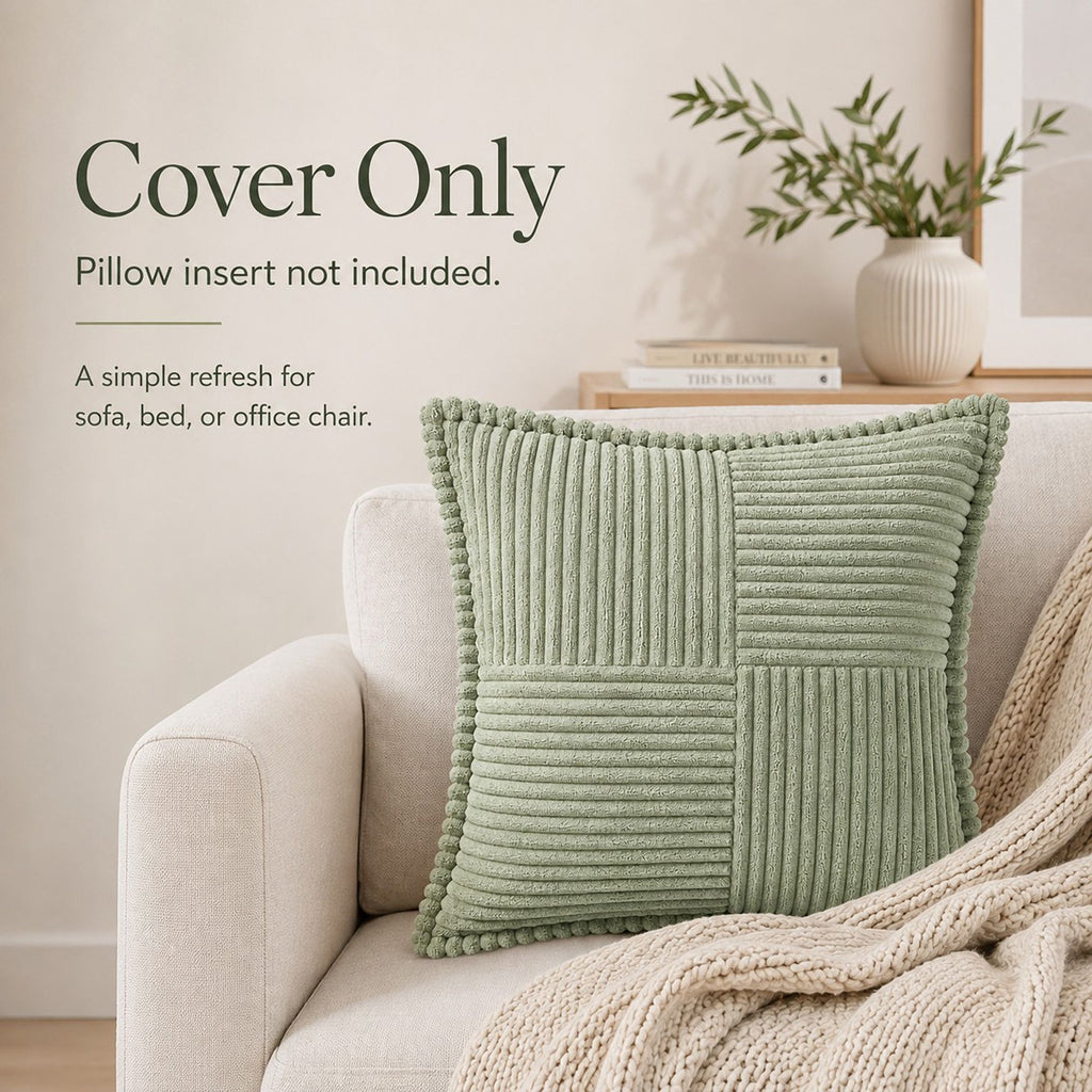 Soft Corduroy Decorative Throw Pillow Cover Geometric Accent Cushion Cover for Sofa Bed