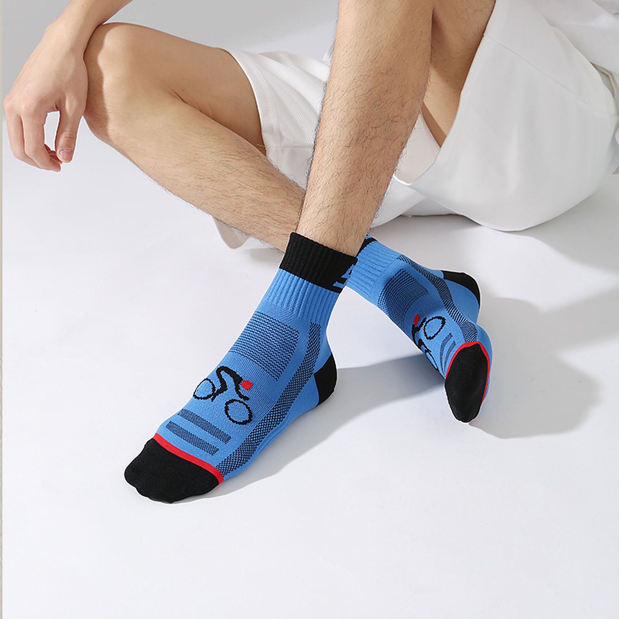 Anna-Kaci 6pk Men's Cycling Pattern Athletic Socks