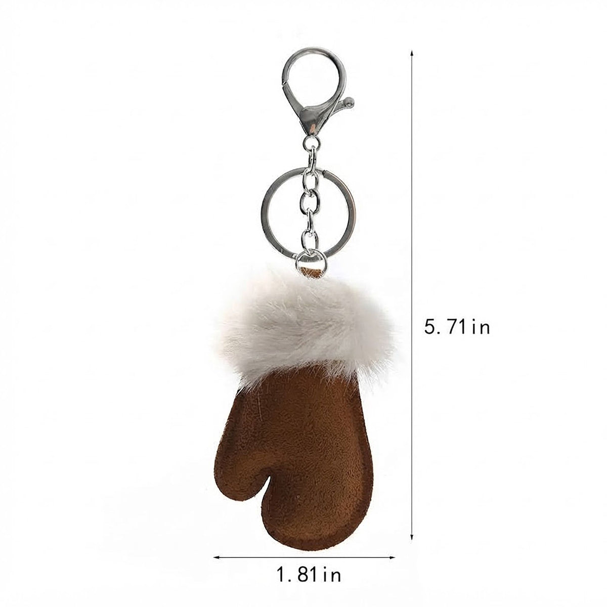 Faux Fur Trimmed Mitten Keychain Winter Bag Charm Set
