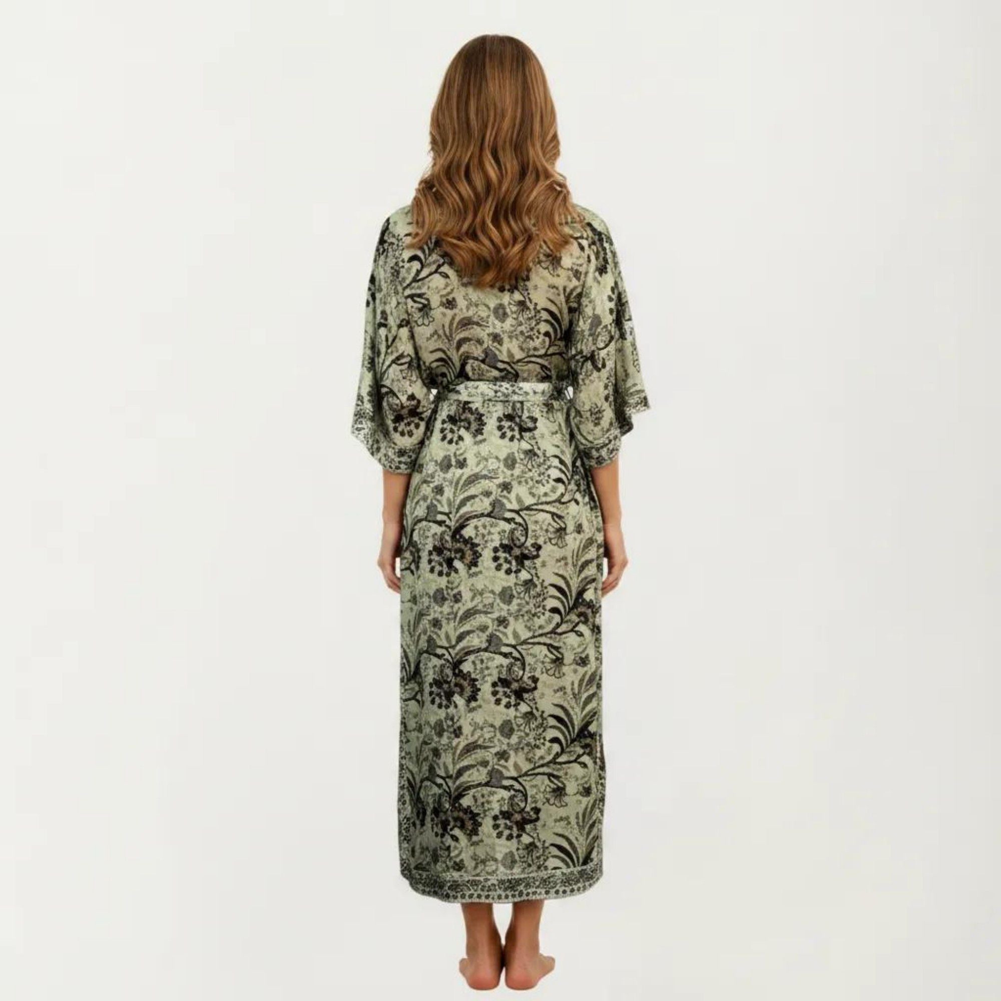 Anna-Kaci Women's Floral Paisley Maxi Dress with Long Sleeves Adjustable Waist Tie and Flowing Relaxed Fit