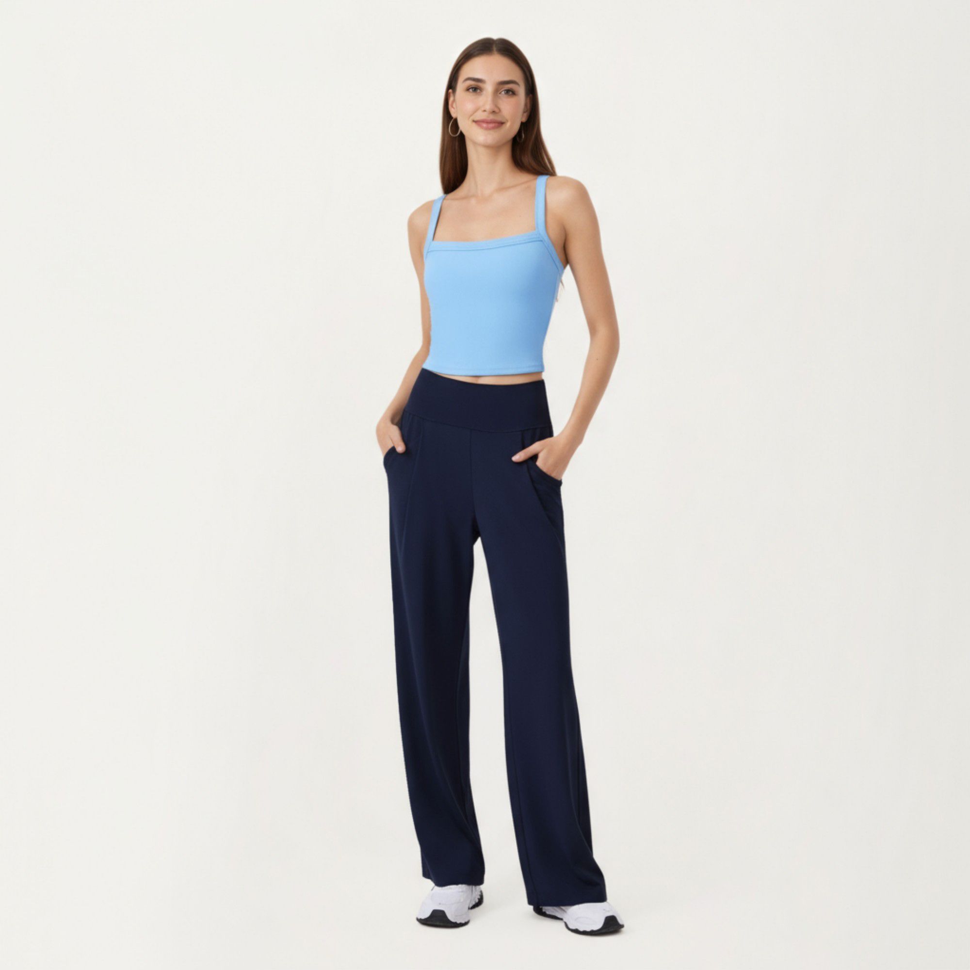 Anna-Kaci Active Women's High Waist Wide Leg Sweatpants with Side Pockets and Smooth Stretch Fabric