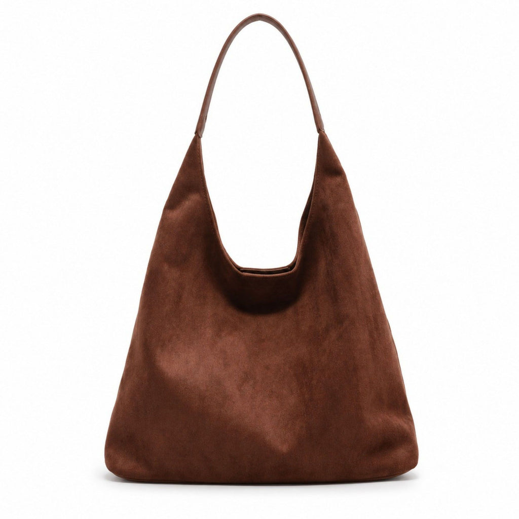 Oversized Suede-Like Hobo Shoulder Bag with Long Strap