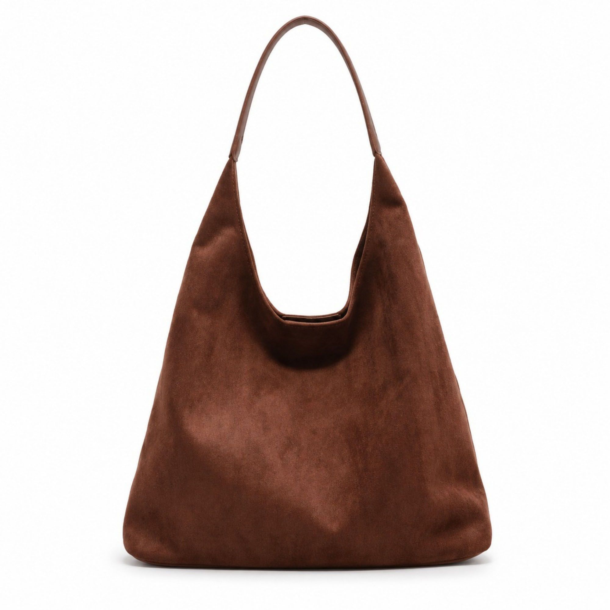 Oversized Suede-Like Hobo Shoulder Bag with Long Strap