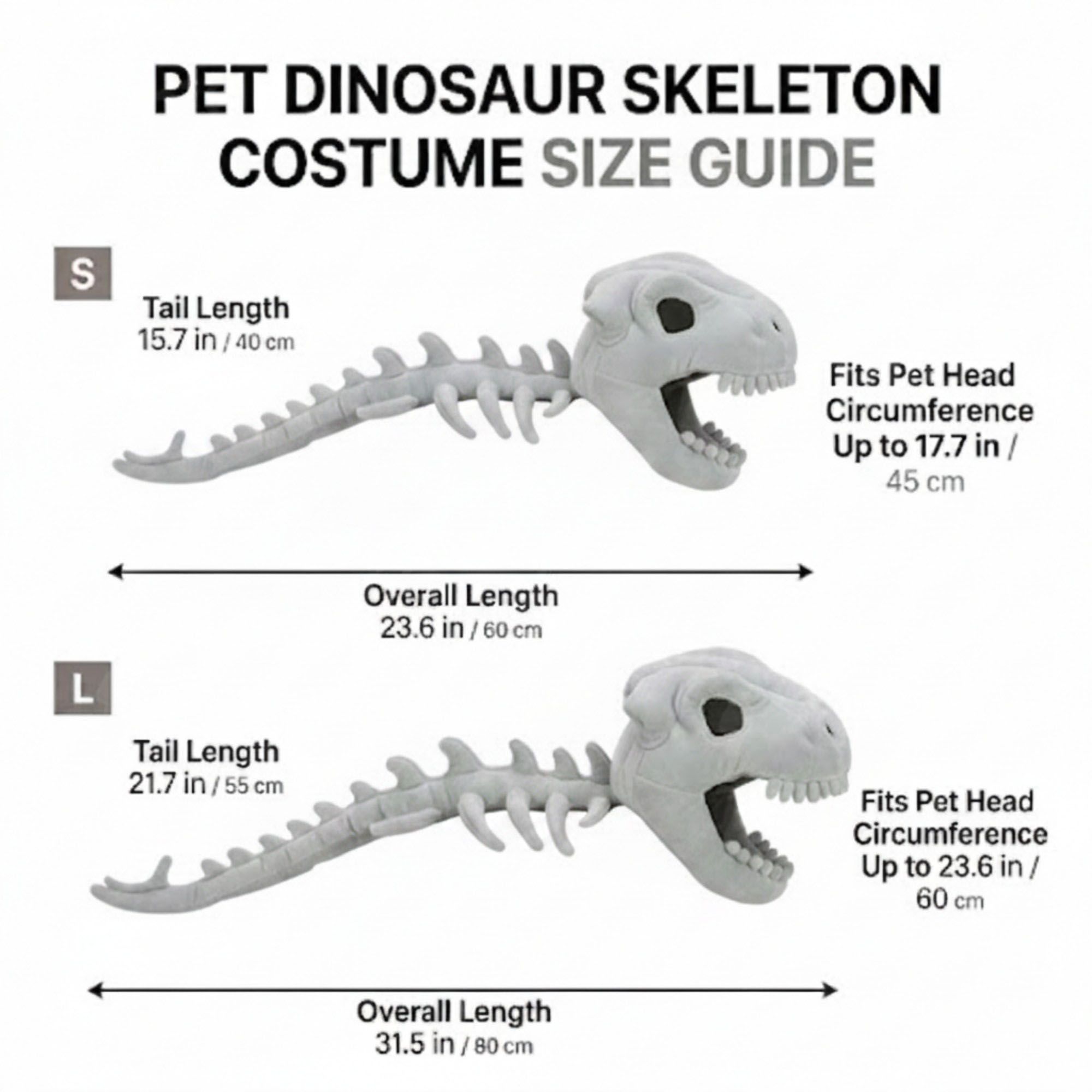 Pet Dinosaur Skeleton Costume Plush Skull Hood and Spine Outfit for Dogs and Cats