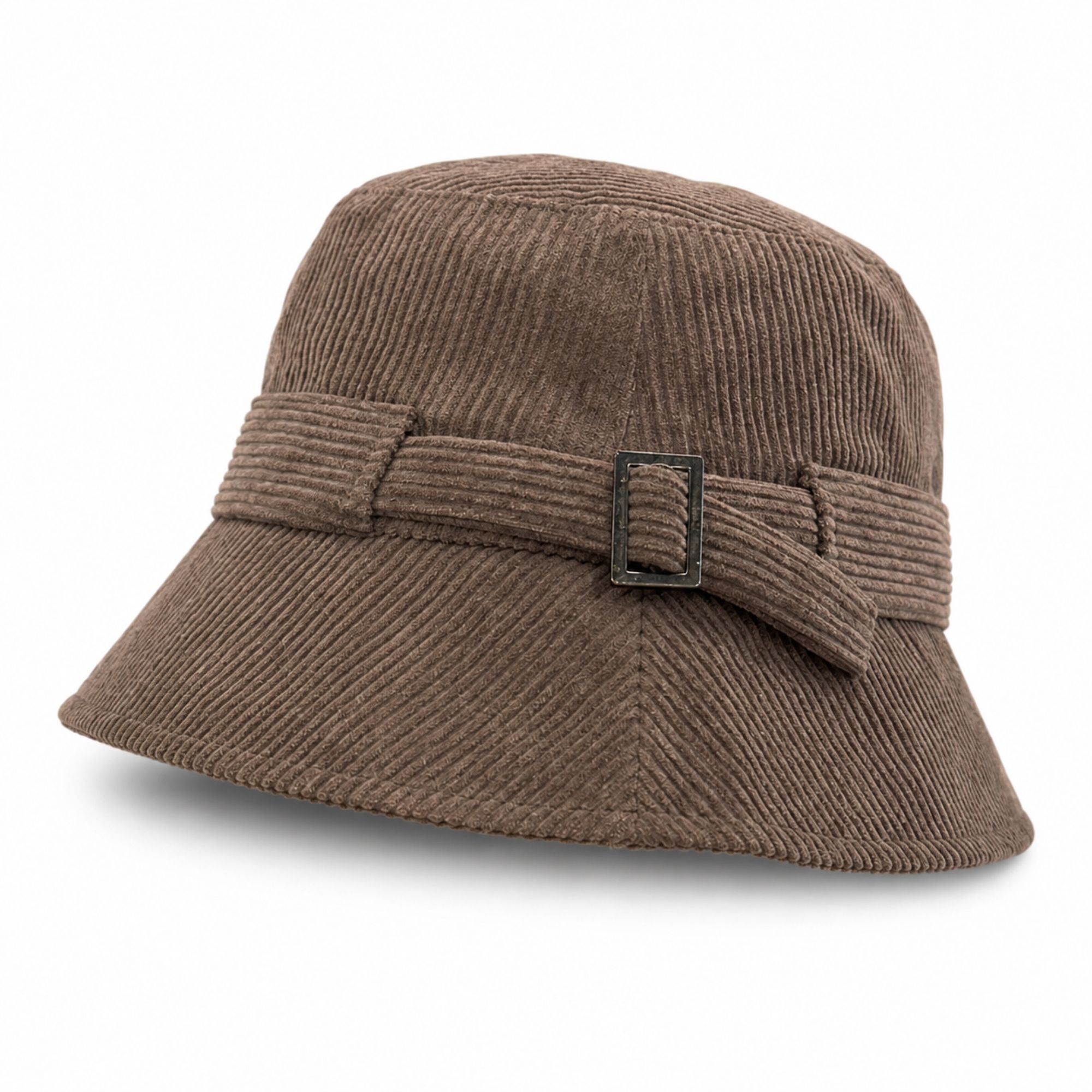 Sombrero de cubo de pana con detalle de banda de hebilla, sombrero informal de ala